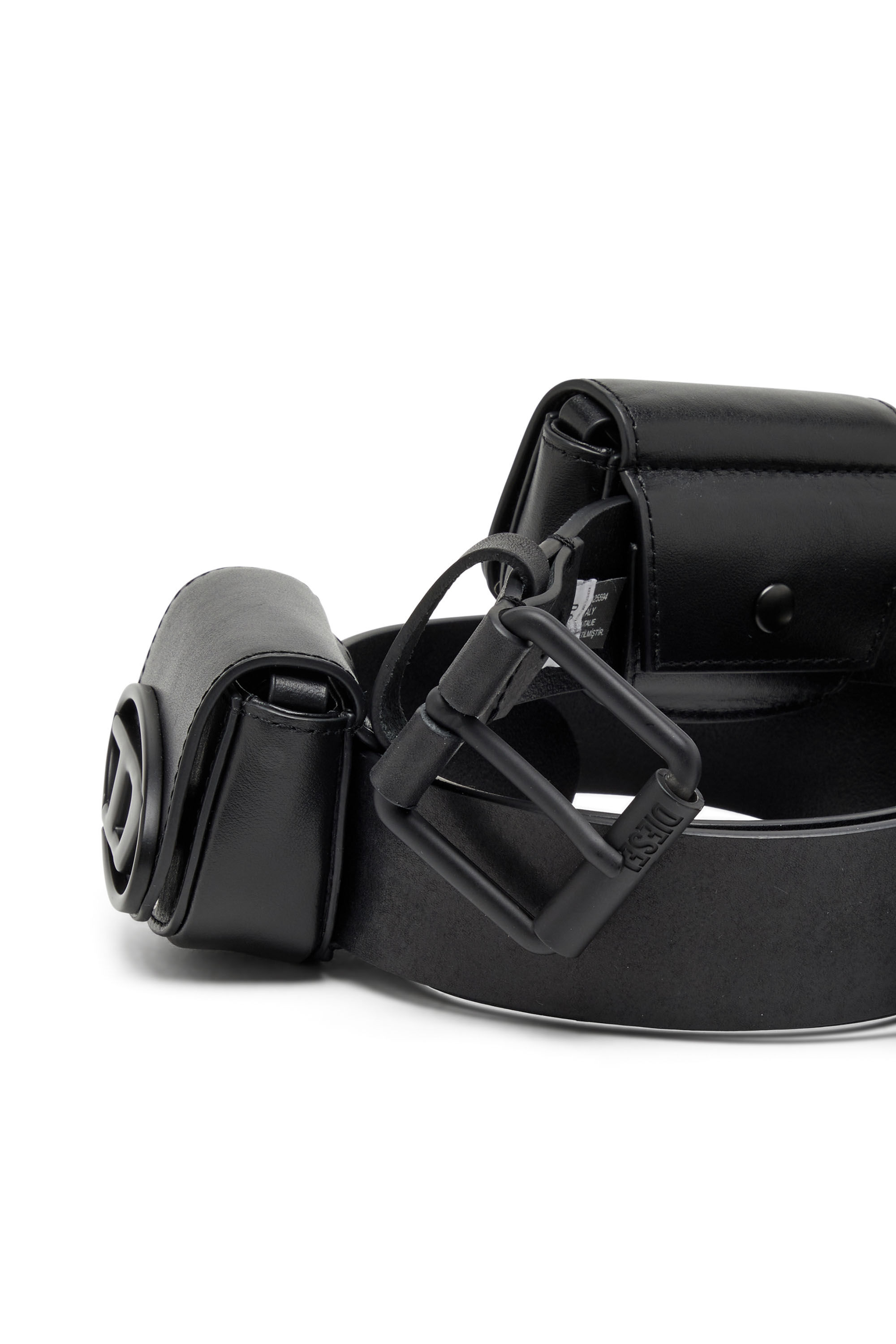 Diesel - B-1DR-POUCH 3, Unisex's Leather pouch belt in Black - 3