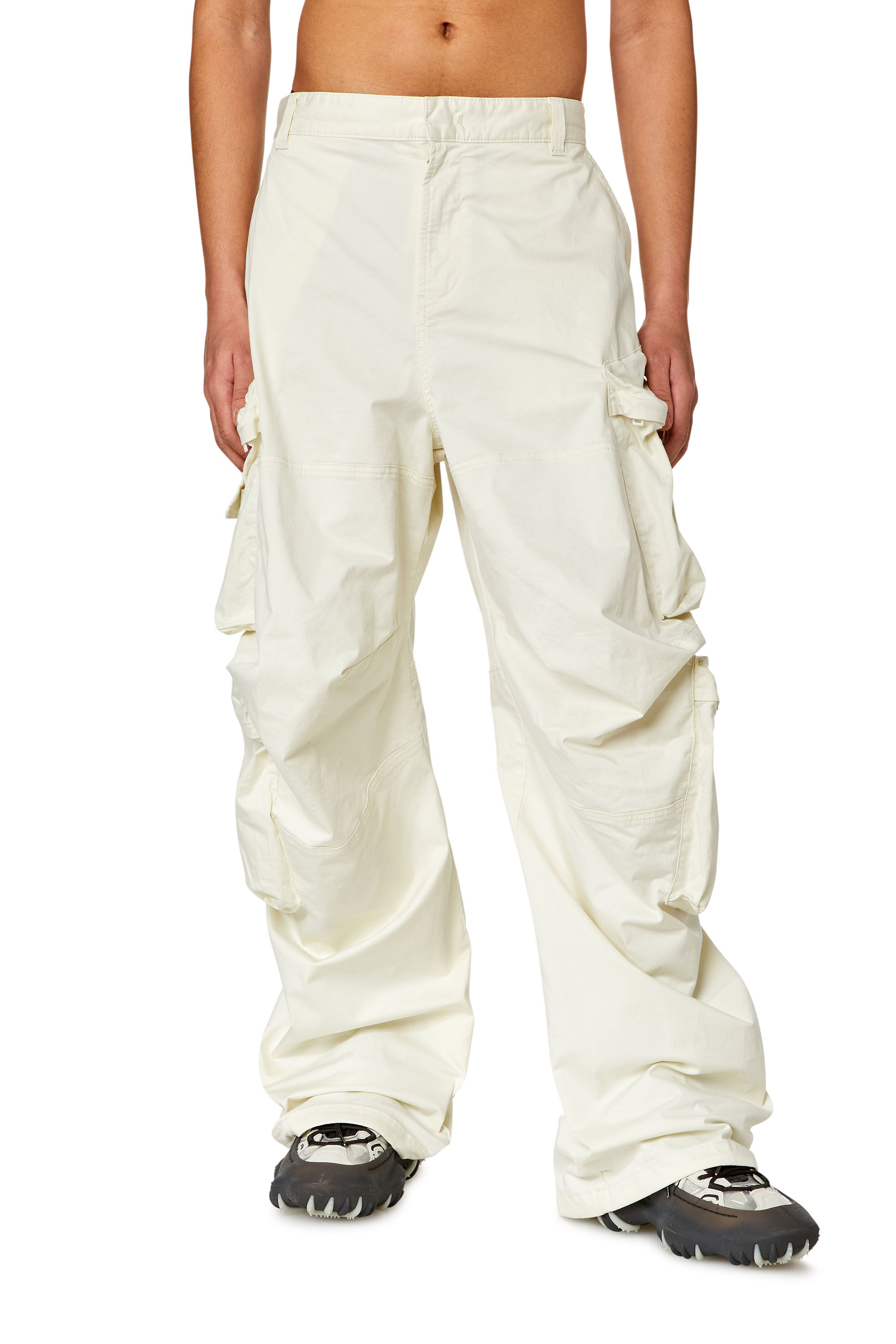 Men's Cargo pants in stretch cotton satin | White | Diesel Men's Cargo pants in stretch cotton satin | White | Diesel