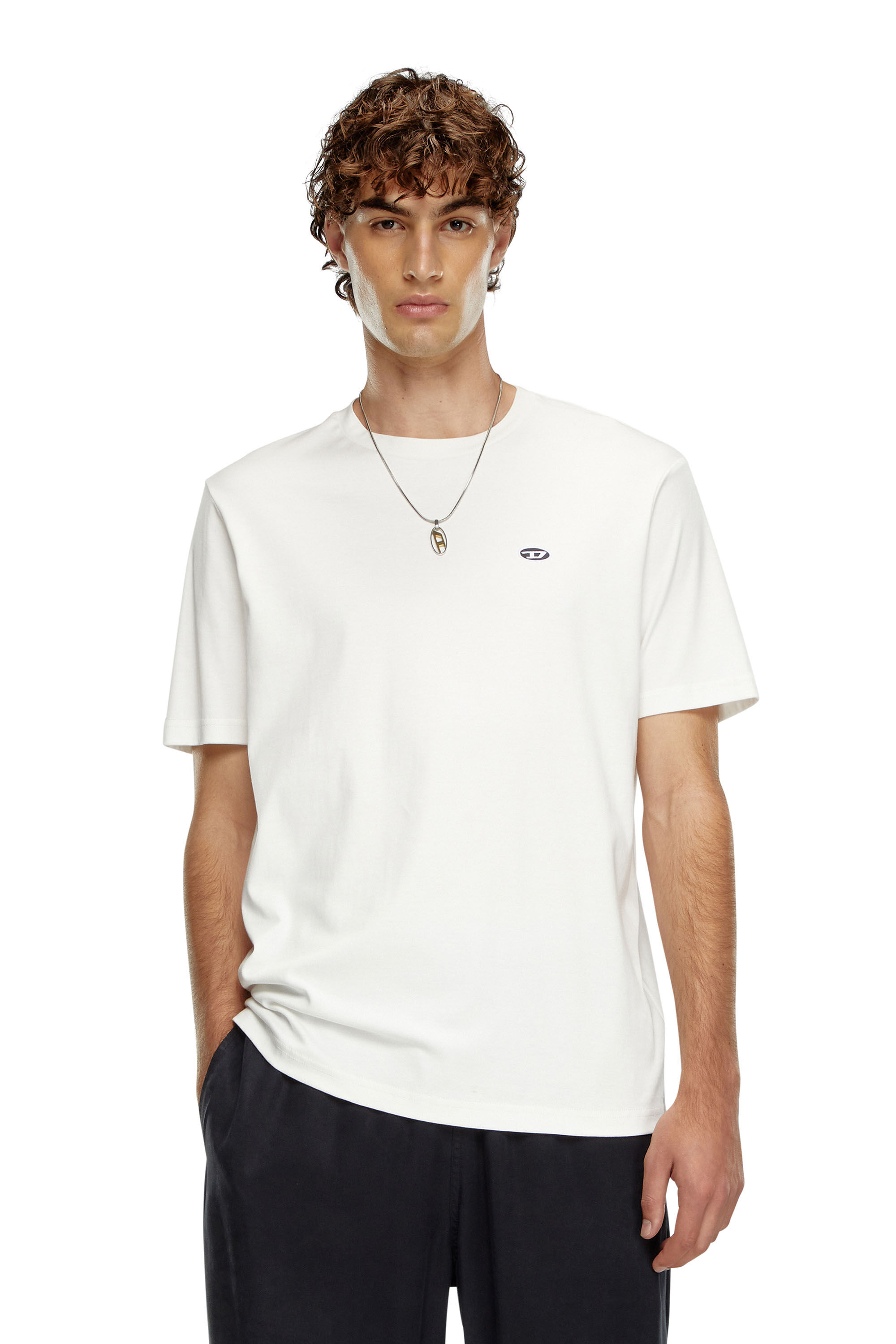 Diesel - T-JUST-DOVAL-PJ, T-shirt avec empiècement oval D Homme in Blanc - 3