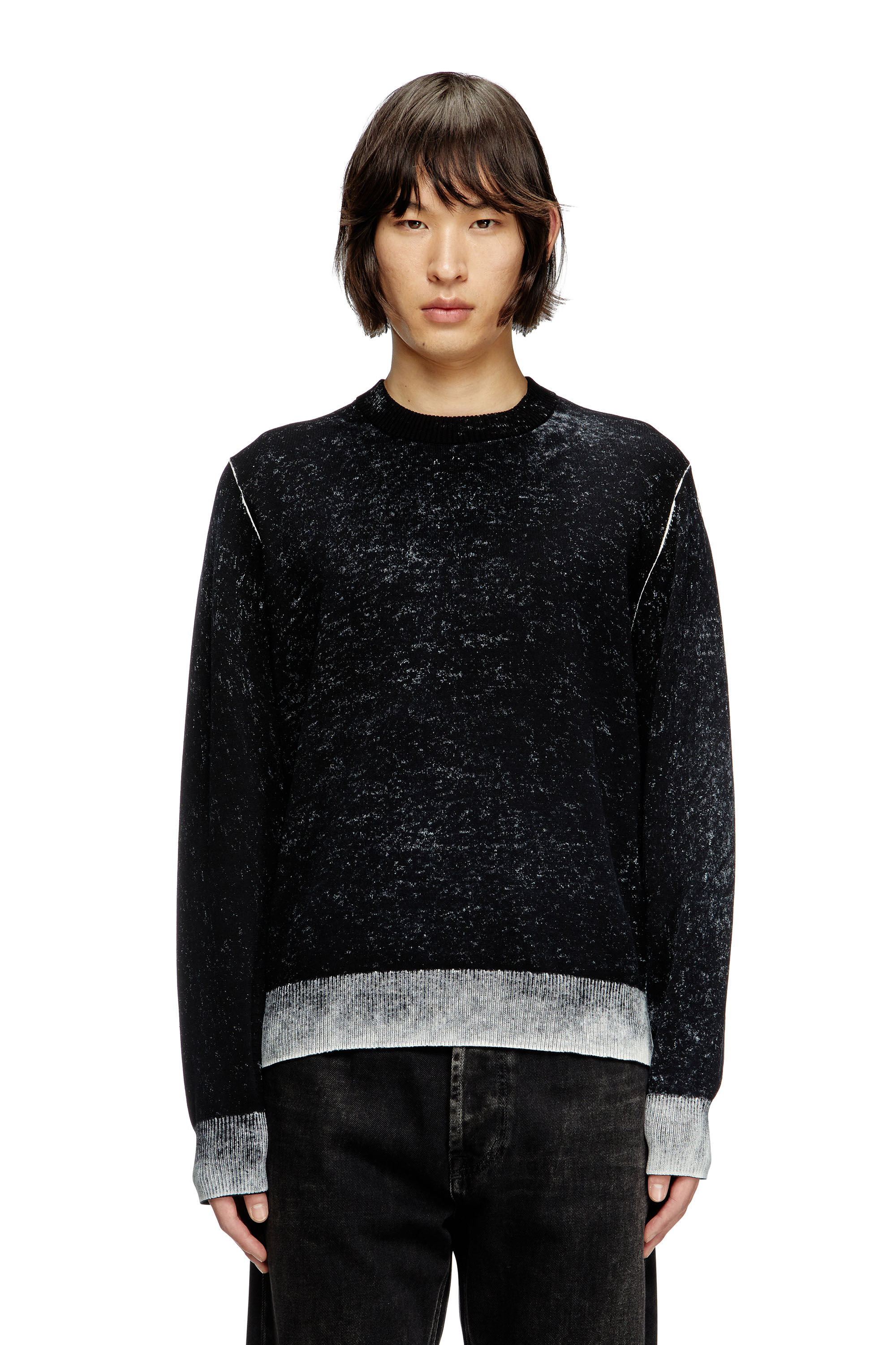 Diesel - K-LARENCE-B, Pull en coton avec imprimé inversé Homme in Noir - 3