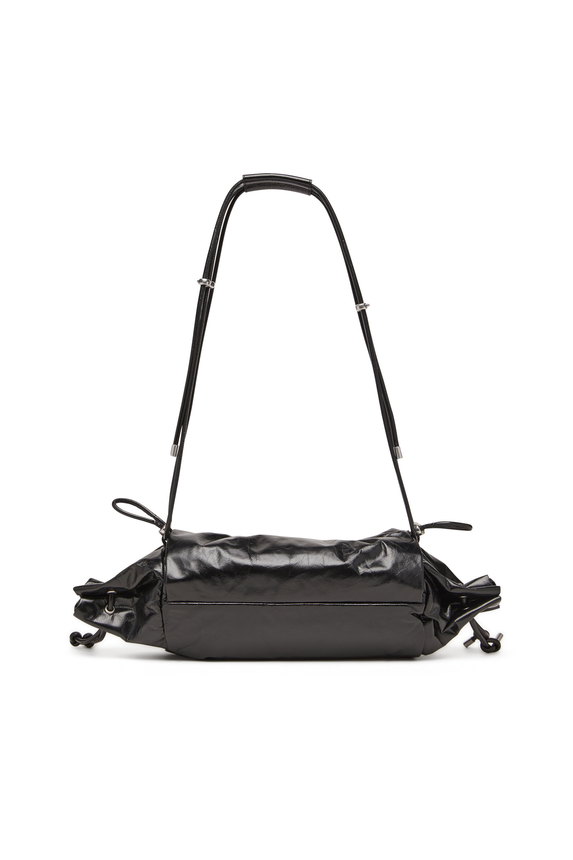 Diesel - SCRUNCH-D SHOULDER M, Female's Scrunch-D M-Shoulder bag in shiny leather in Black - 3
