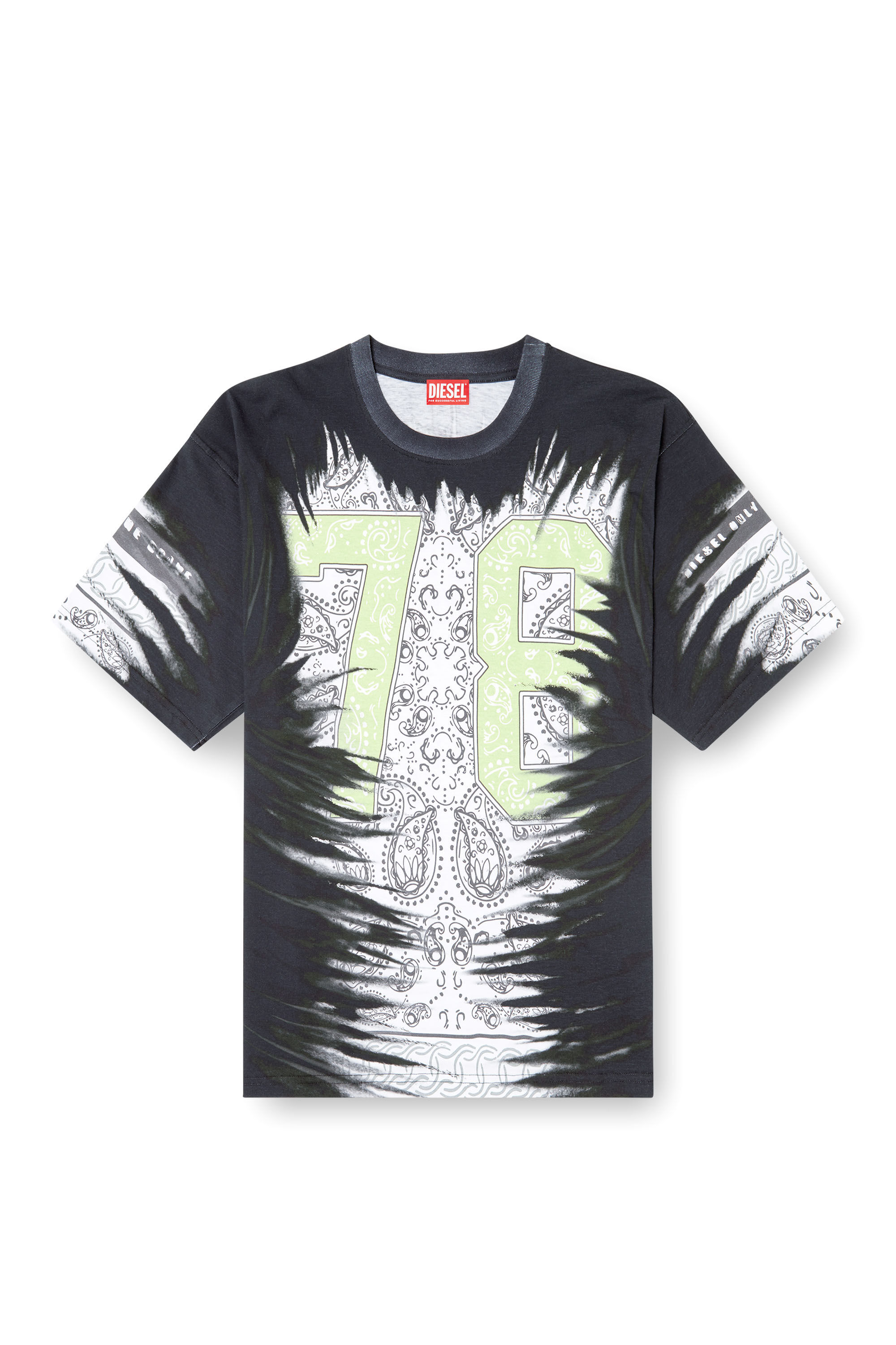 Diesel - T-BOXT-78-R1, Male's T-shirt with 78 bandana print in Black - 2