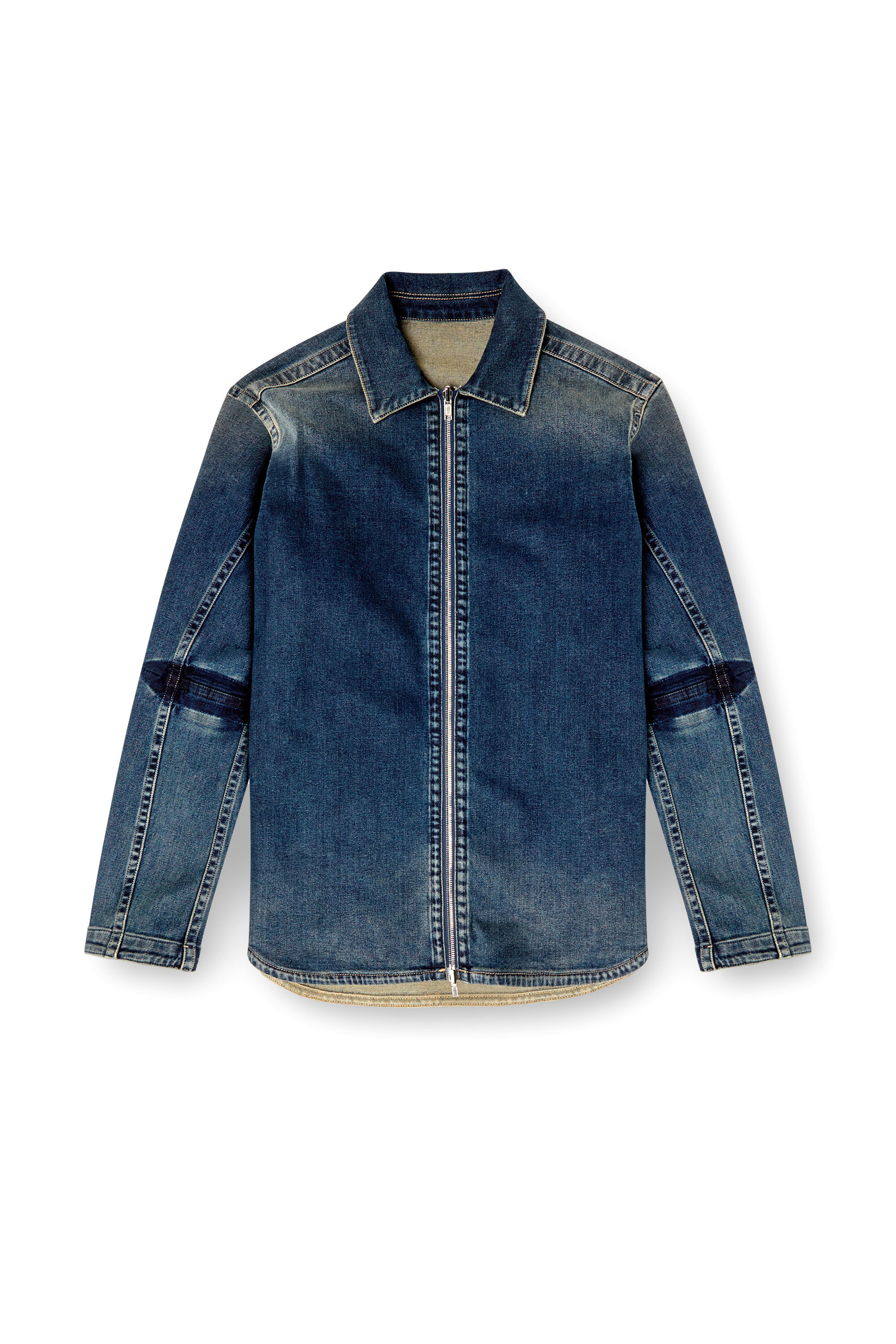 Diesel - D-SIMPLY-RE, Male's Zipped shirt in Rehab denim in Dark Blue - 2