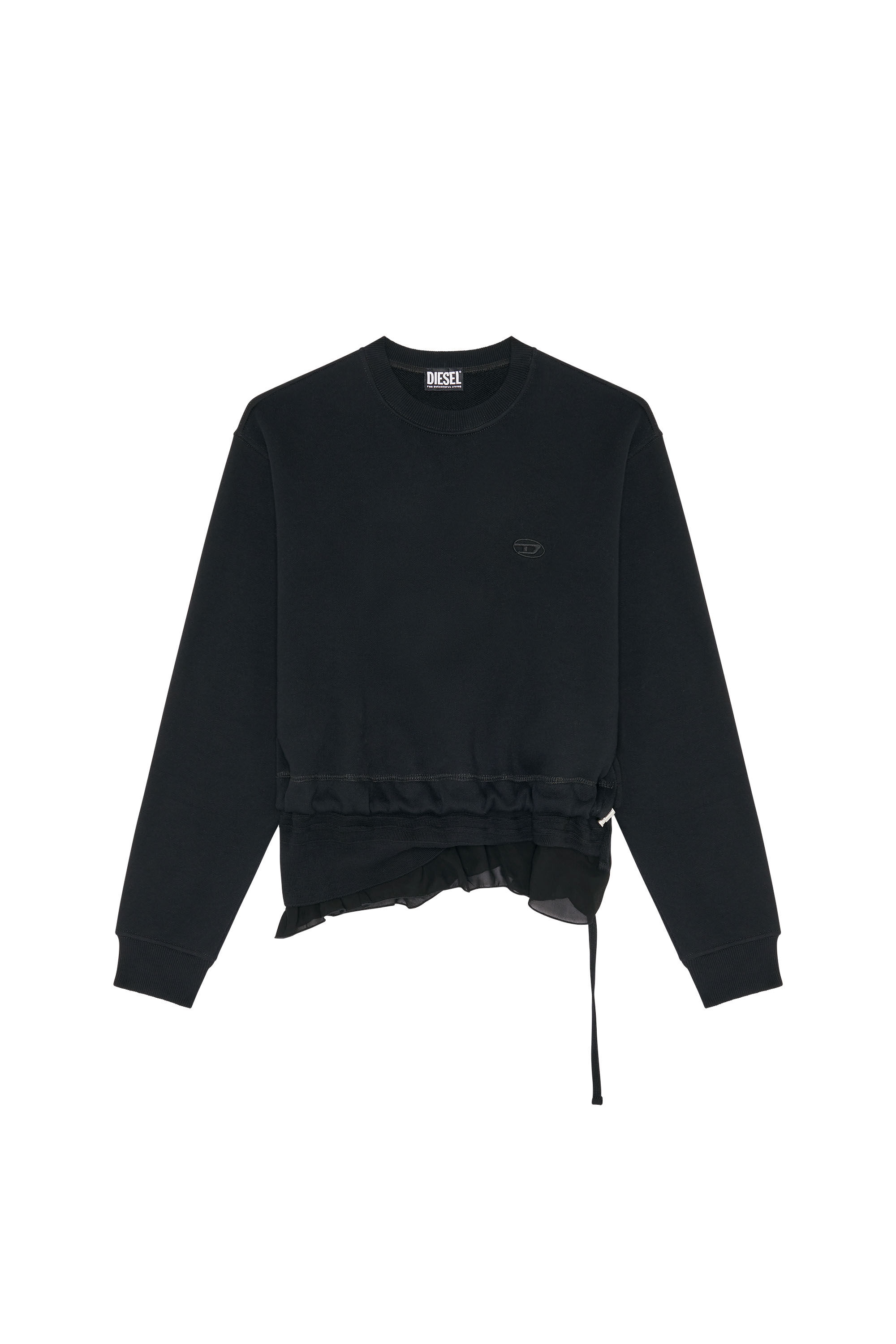 Diesel - F-ROLLIES, Female's Sweatshirt with layered drawstring hem in Black - 2