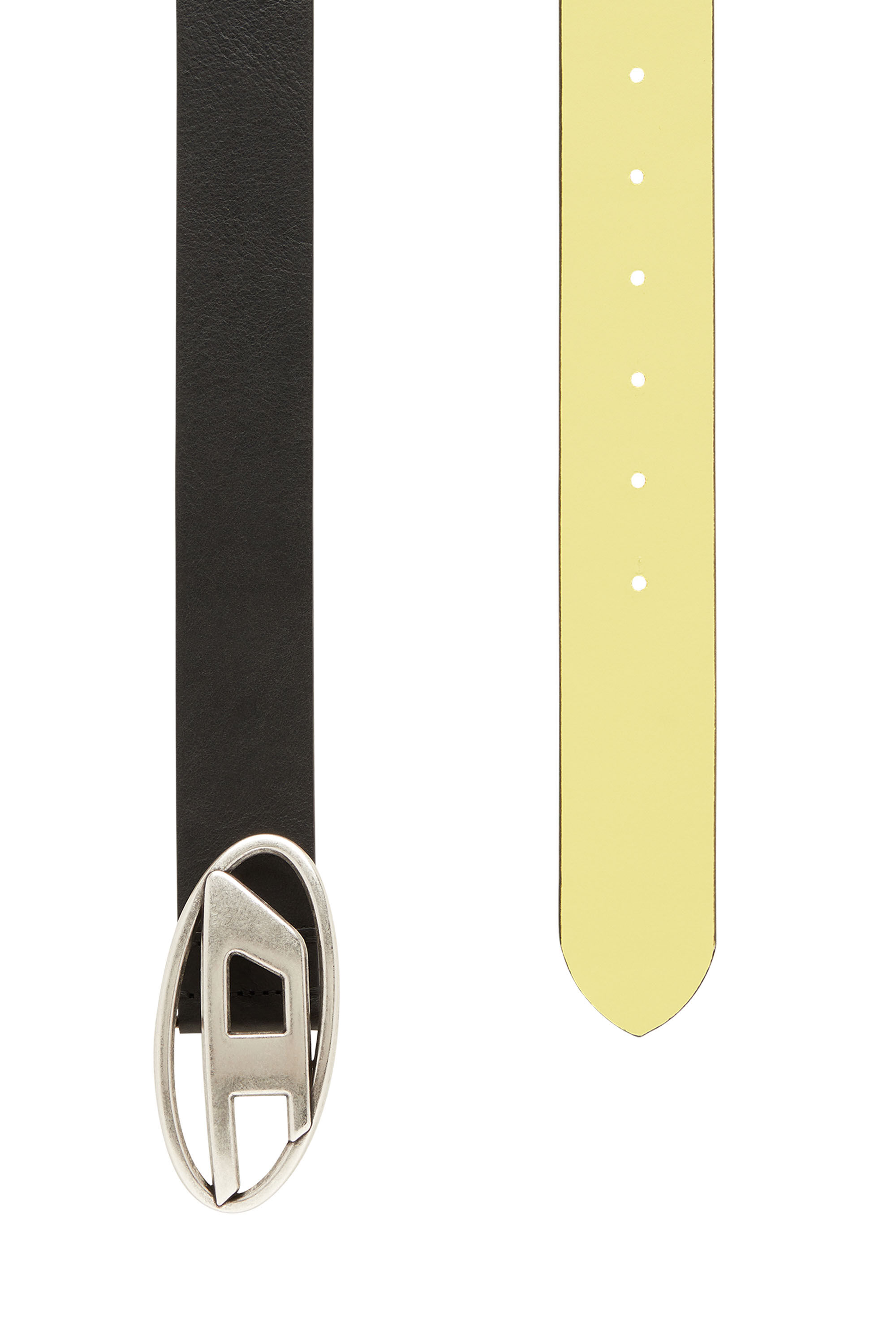 Diesel - B-1DR REV, Male's Reversible leather belt with D logo buckle in Black/Yellow - 2