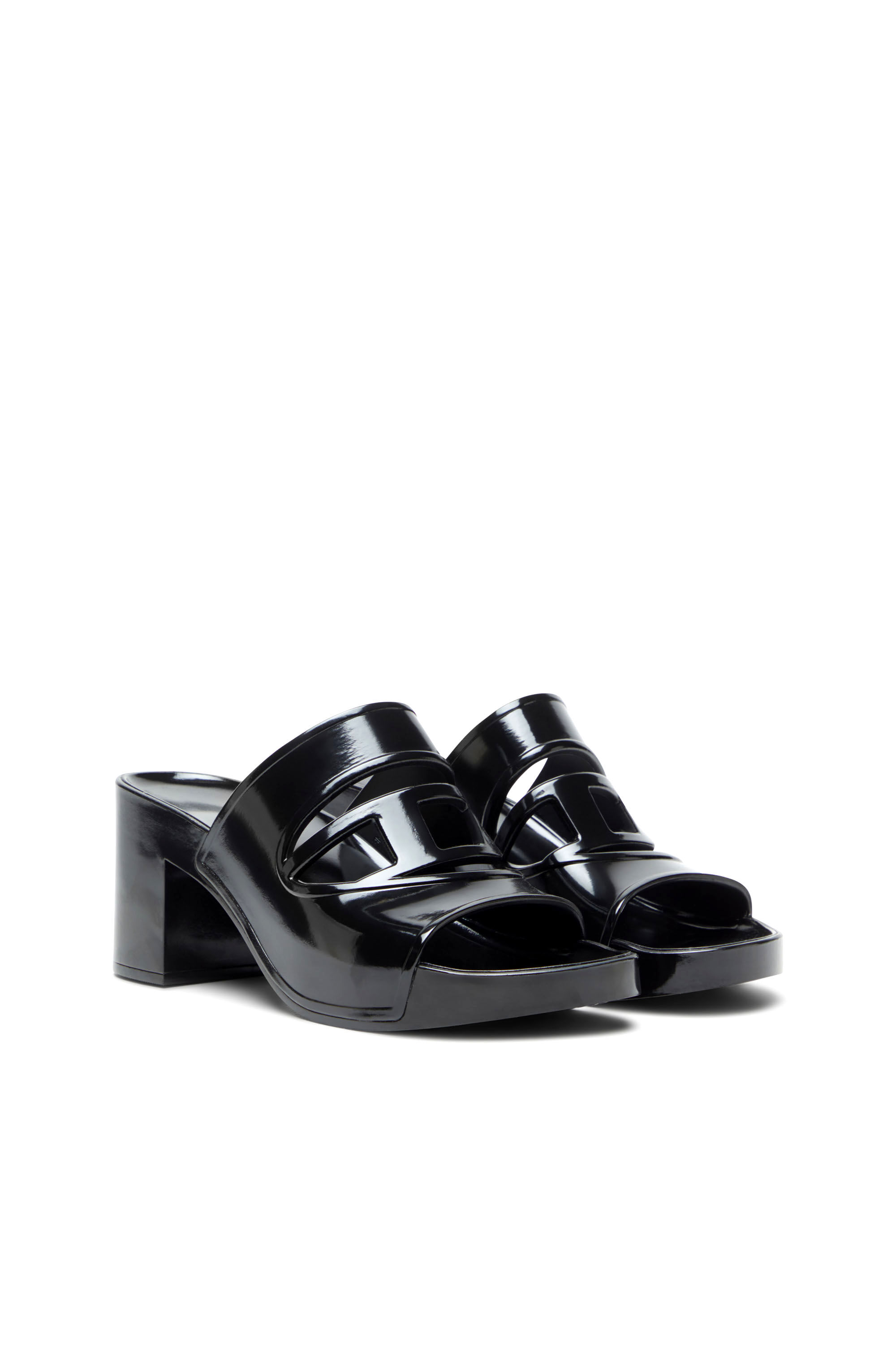 Diesel - SA-BONNIE, Female's Sa-Bonnie-Heeled rubber slides with cut-out logo in Black - 2