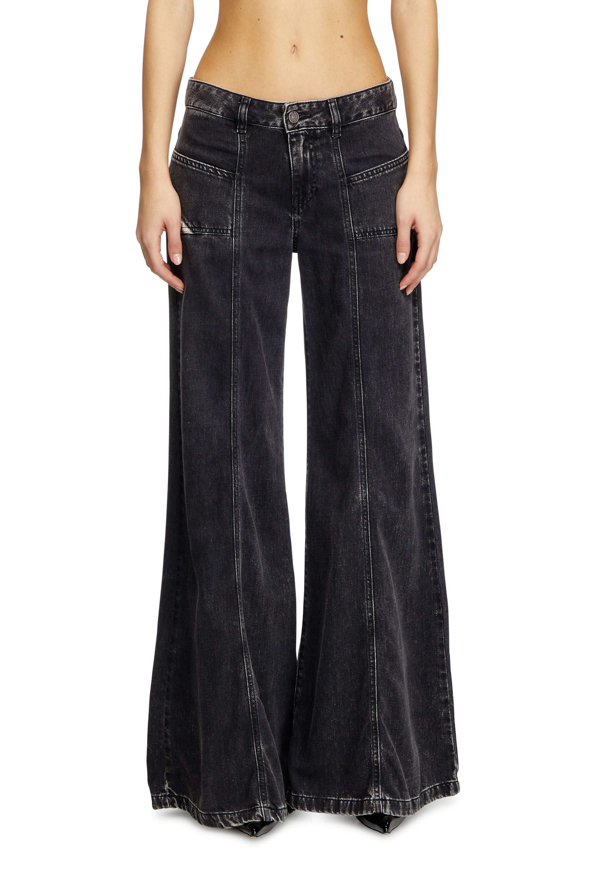 Black top flared dungarees