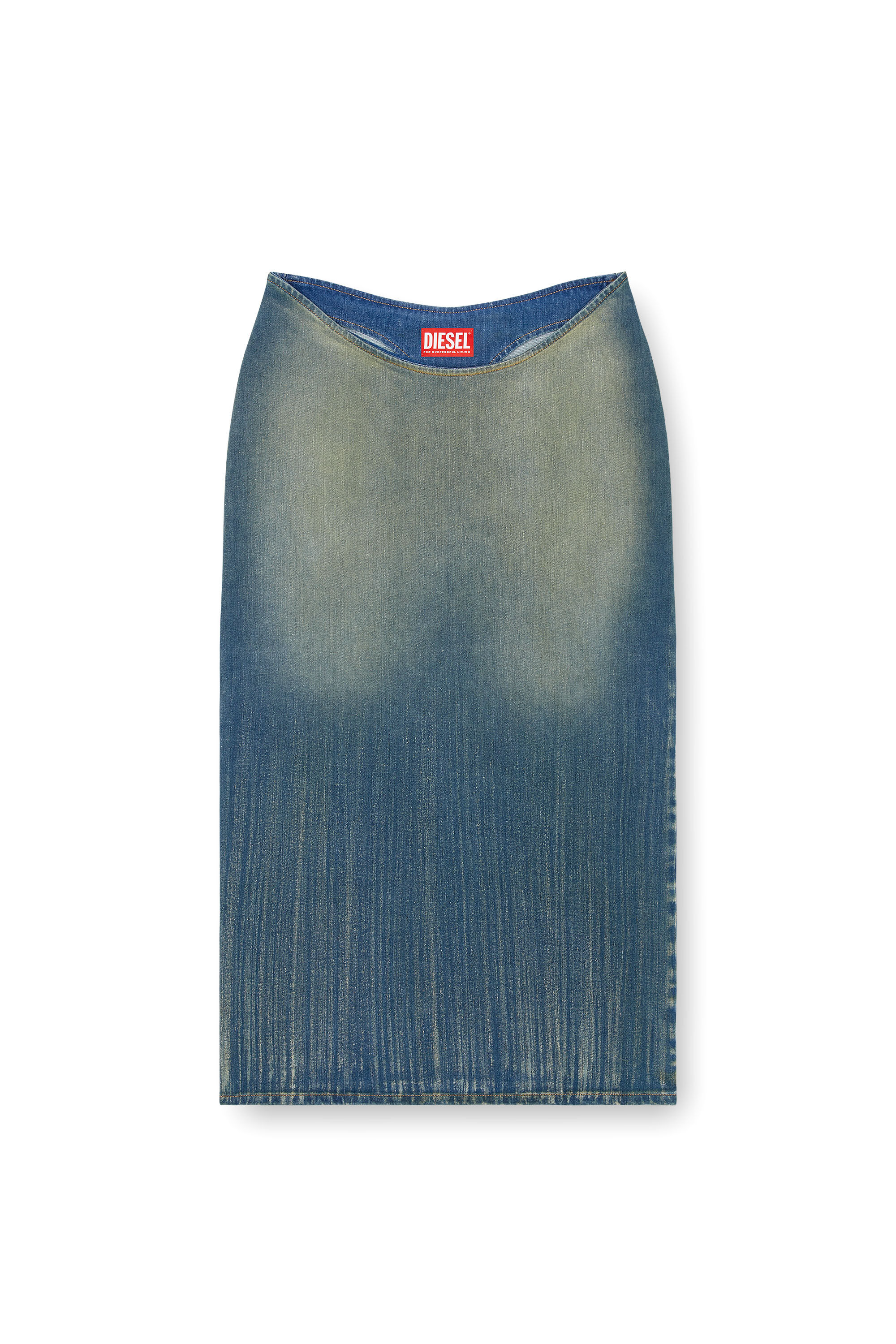 Diesel - DE-MAURY-S, Female's Pencil skirt in light streaky denim in Medium Blue - 2