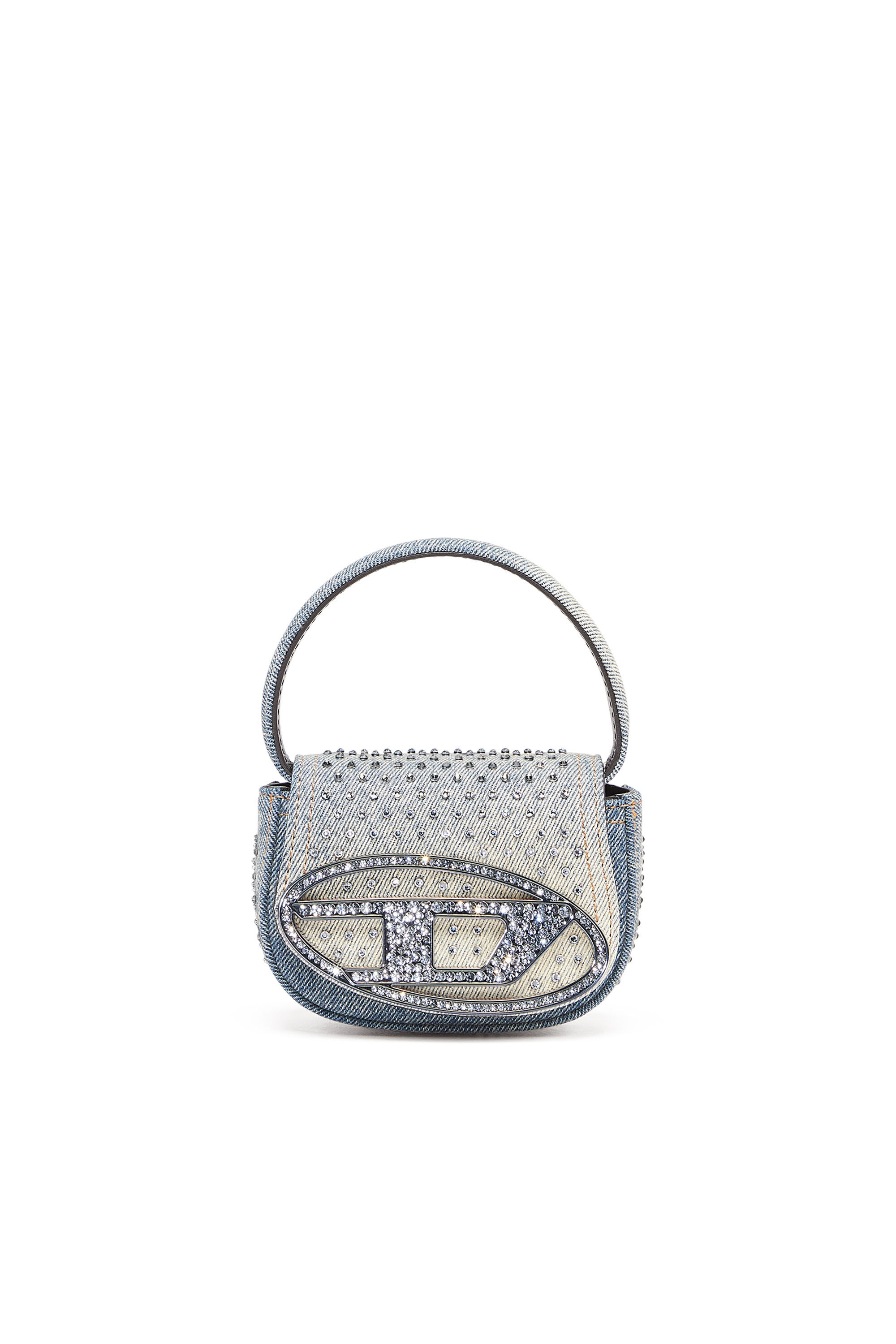 Women s 1DR XS Iconic mini bag in denim and crystals Blue Diesel