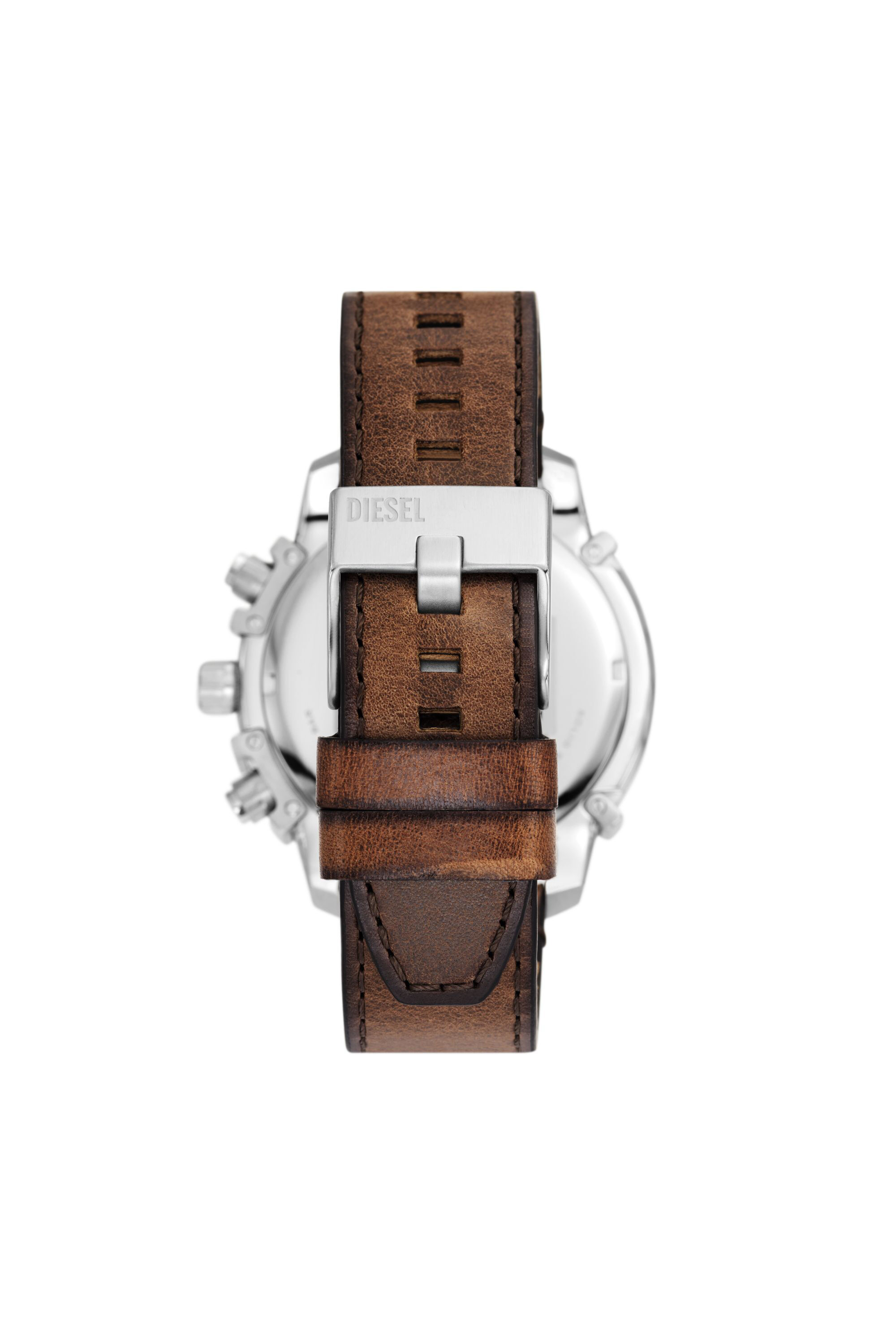 Diesel - DZ4656, Male Griffed chronograph brown leather watch in Brown - Image 2