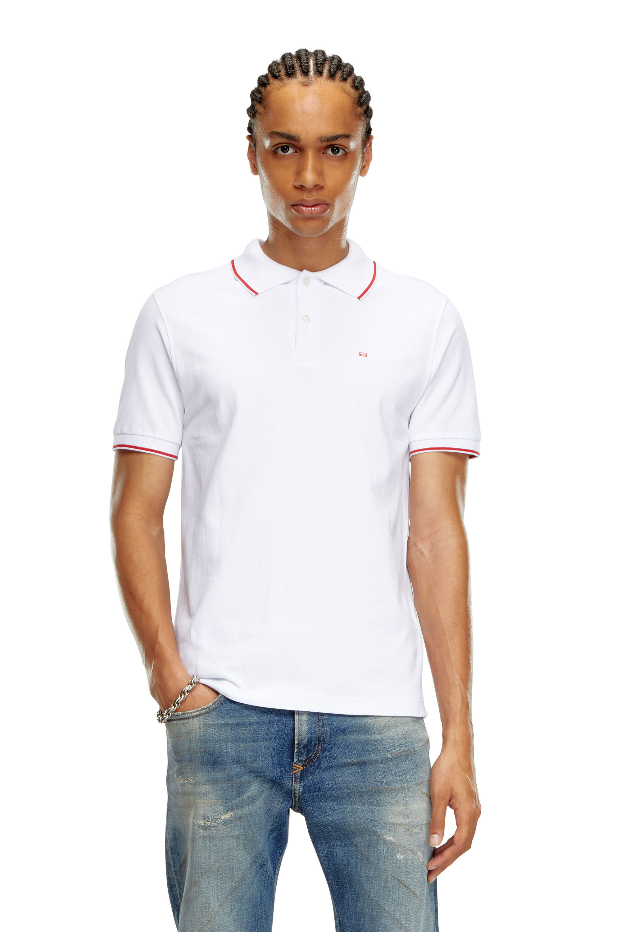 Diesel - T-FERRY-MICRODIV, Male's Polo shirt with micro Diesel embroidery in White - 3