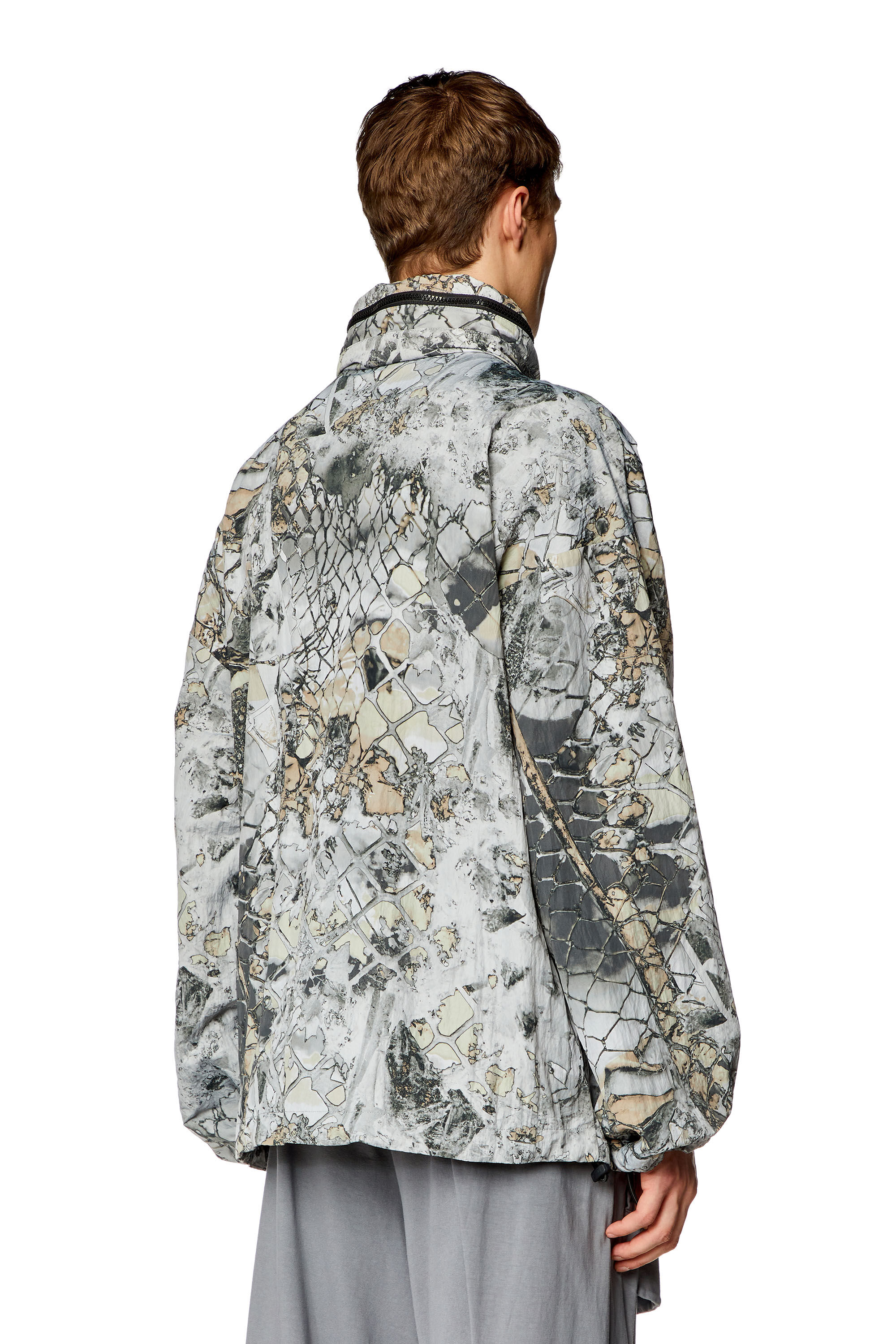 Men's Windbreaker with abstract print | Grey | Diesel