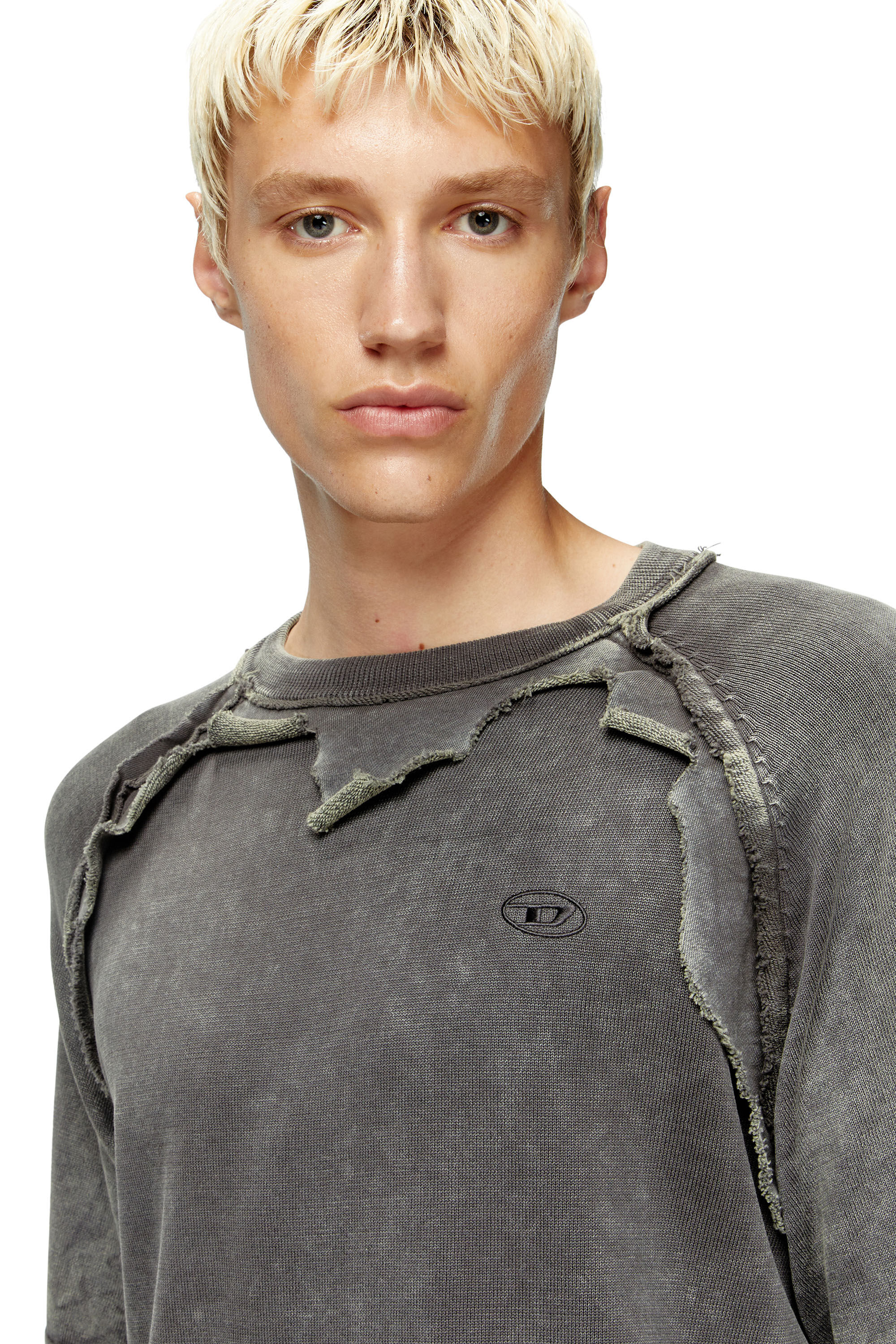 Diesel - K-PETRO, Pull superposé avec effet destroy Homme in Gris - 5