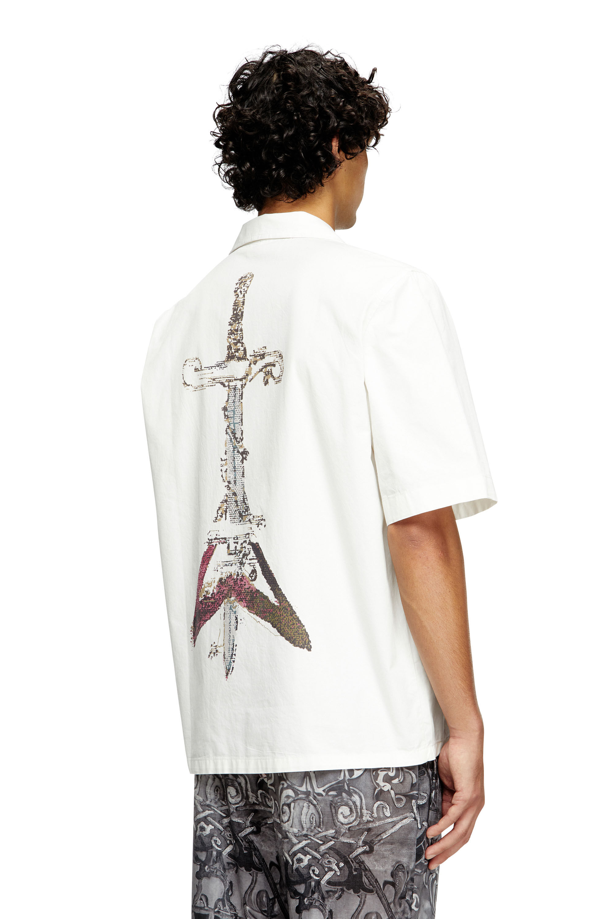 Diesel - S-BRACK-A-HGBS, Male's Shirt with sword print in White - 4