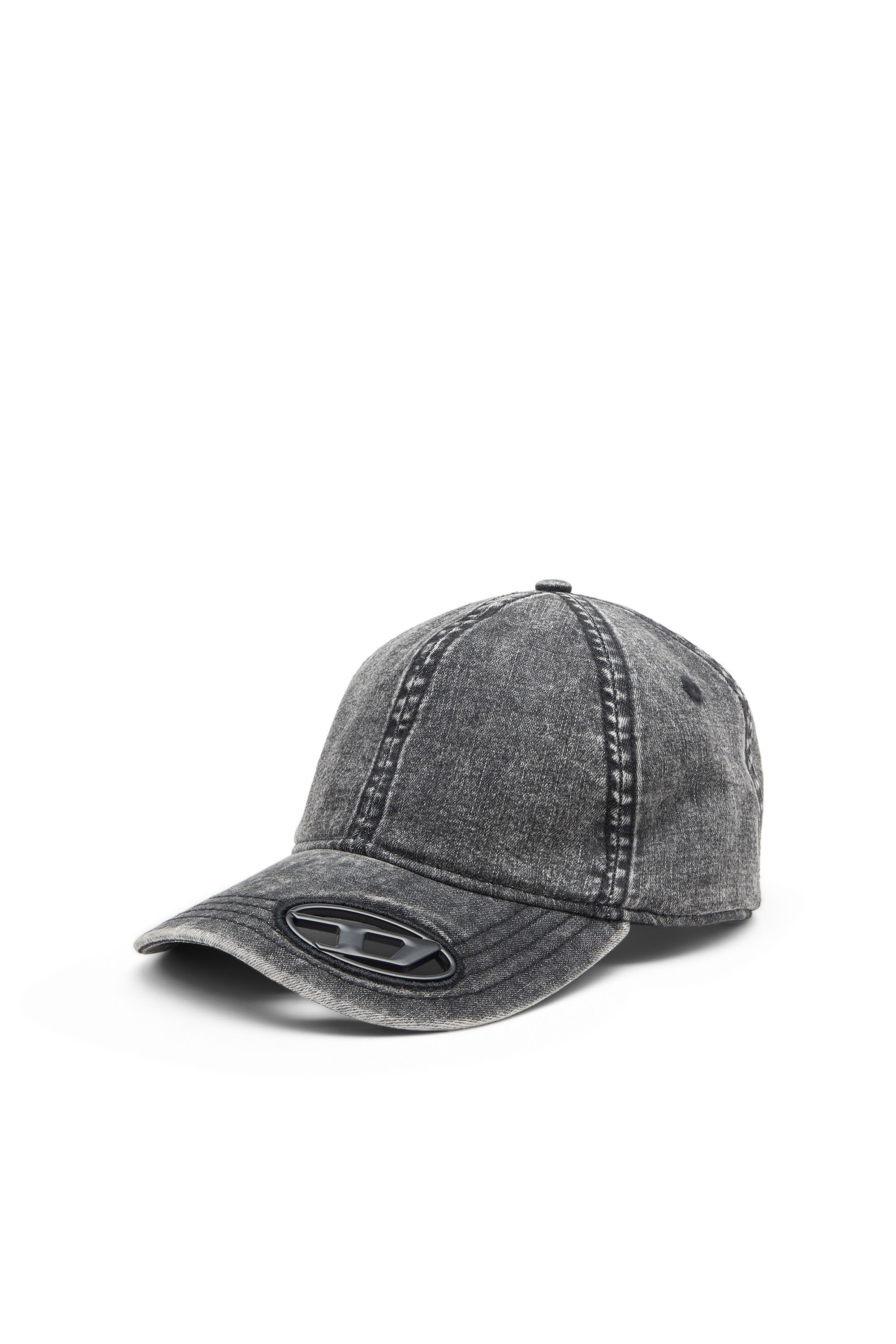 Diesel - C-AP-HOSHI, Male's Denim baseball cap with Oval D hardware in Black - 1