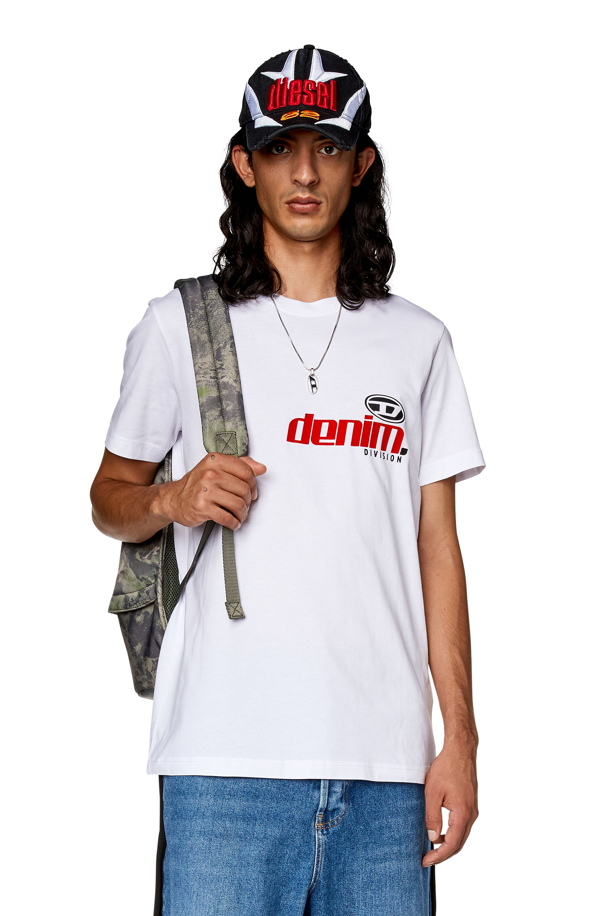 Diesel - T-DIEGOR-L14, Male's T-shirt with shiny and flocked print in White - 3