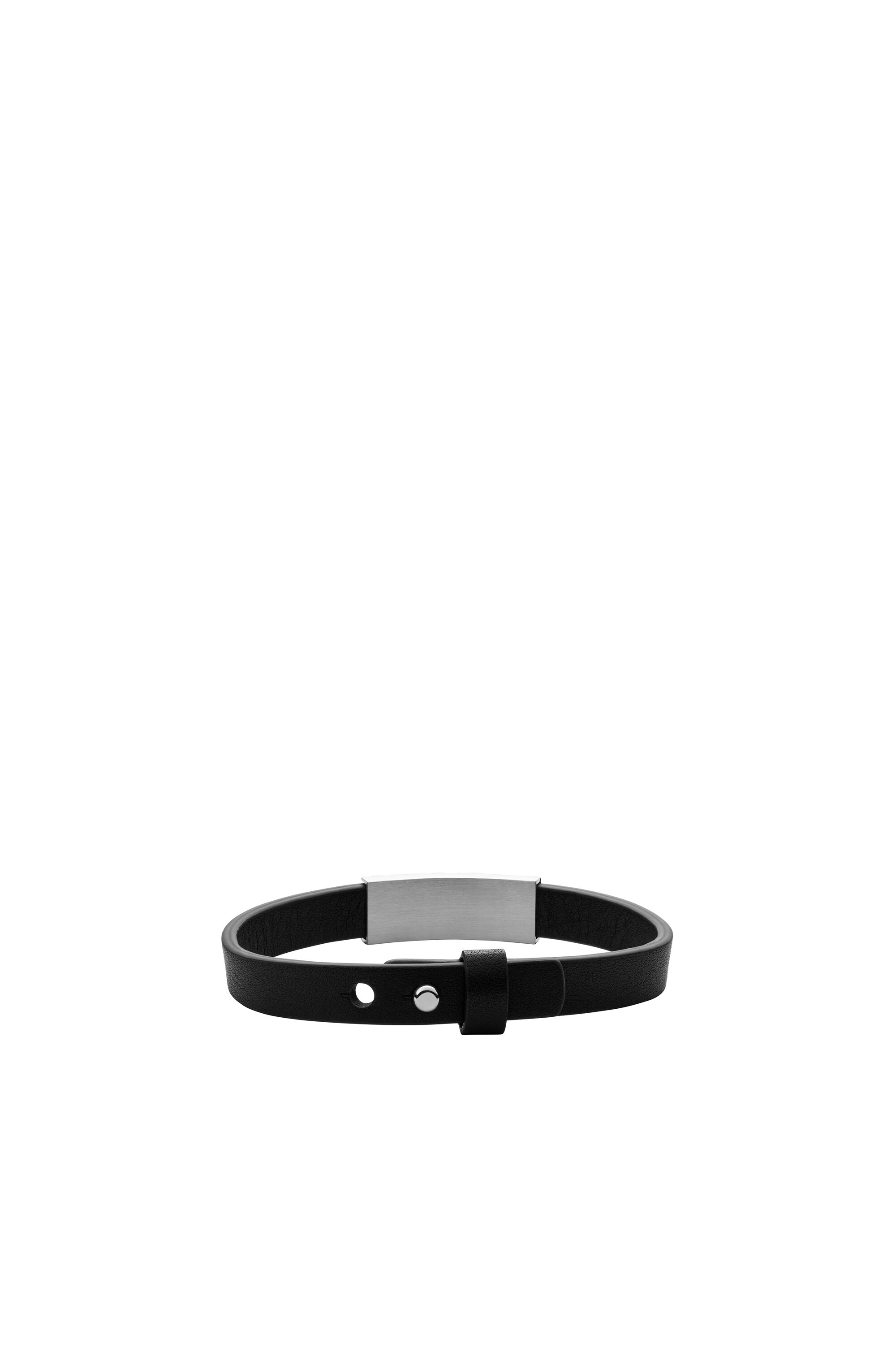 Diesel - DX1346, Male's Black Leather ID bracelet in Black - 2