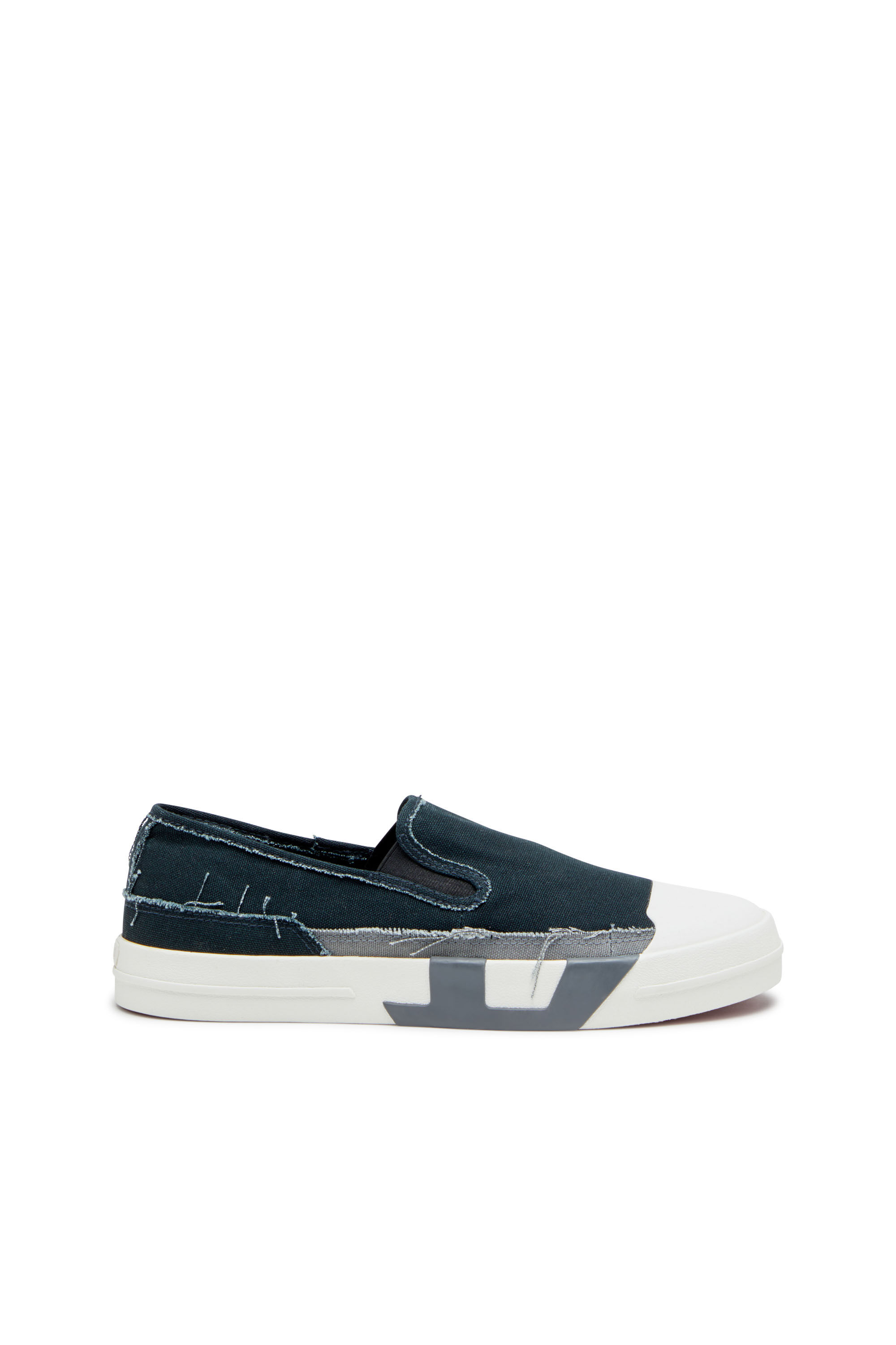 Diesel - S-D-VERSE SO, Male's S-D-Verse-Slip-on sneakers in frayed canvas in Blue/Grey - 1