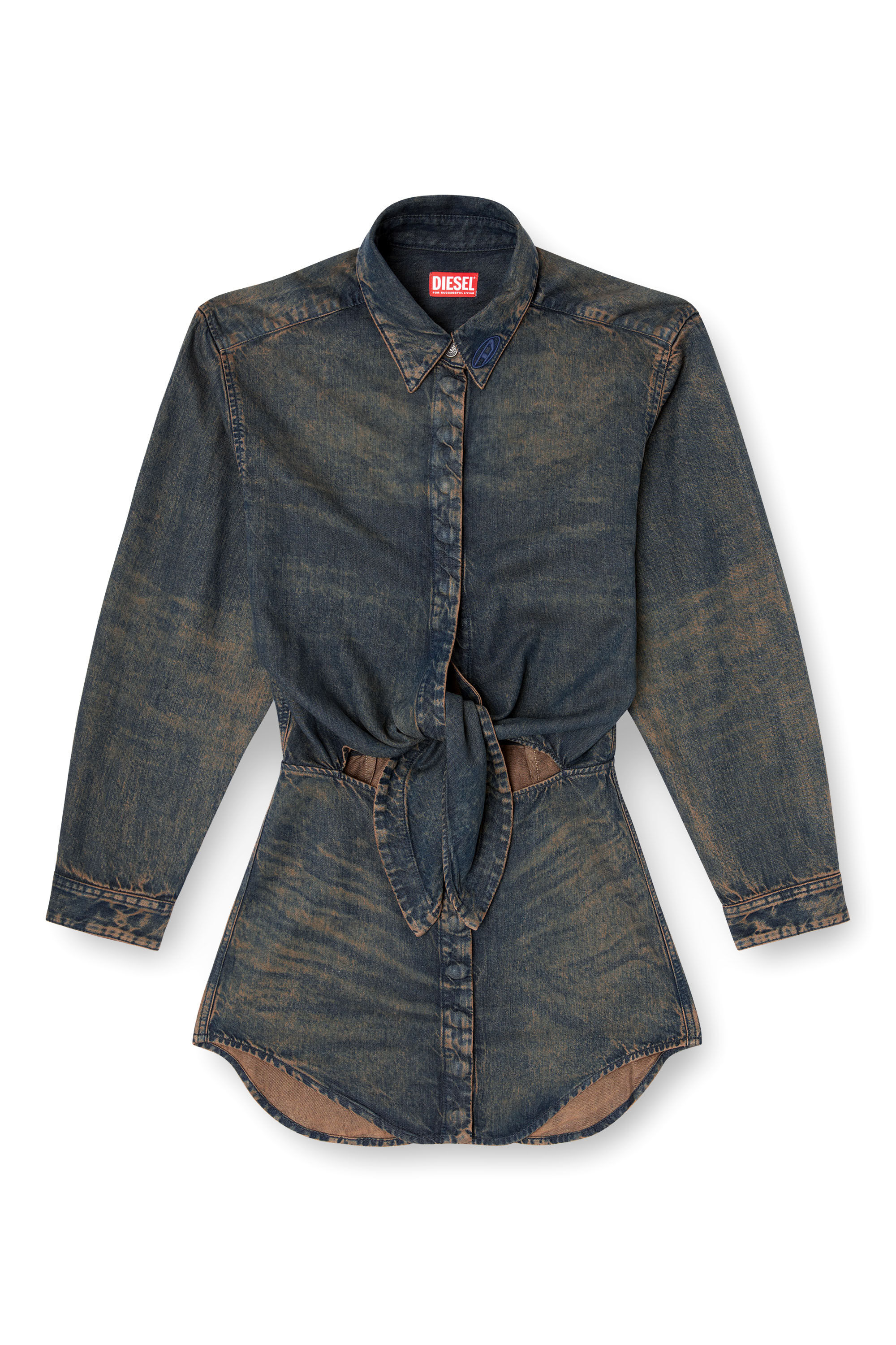 Diesel - DE-SUSAN-S, Female's Dress in fluid denim in Dark Blue - 2