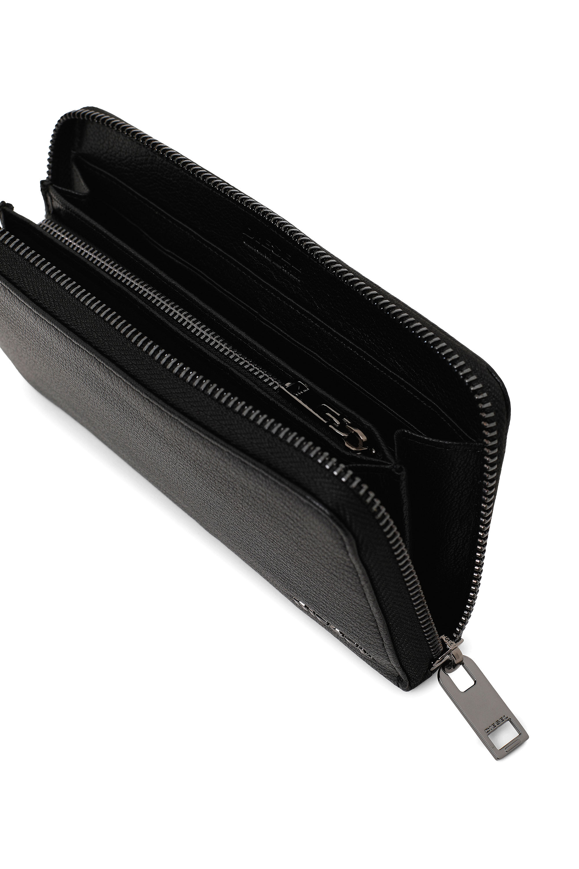 Diesel - 24 ZIP, Portefeuille zippé en cuir grainé Homme in Noir - 4