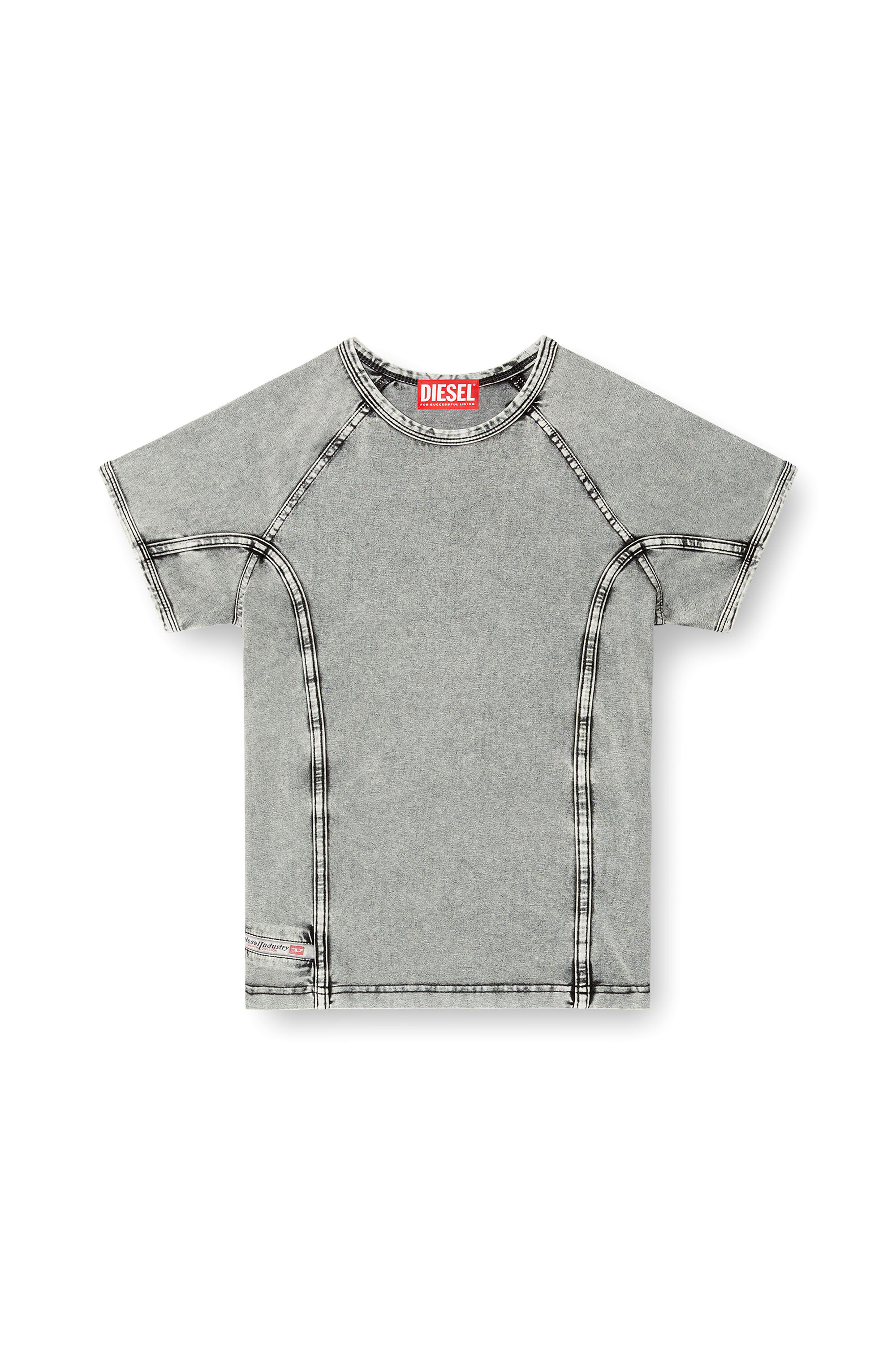 Diesel - T-LYNNE, Female's Denim-effect top in stretch jersey in Grey - 2