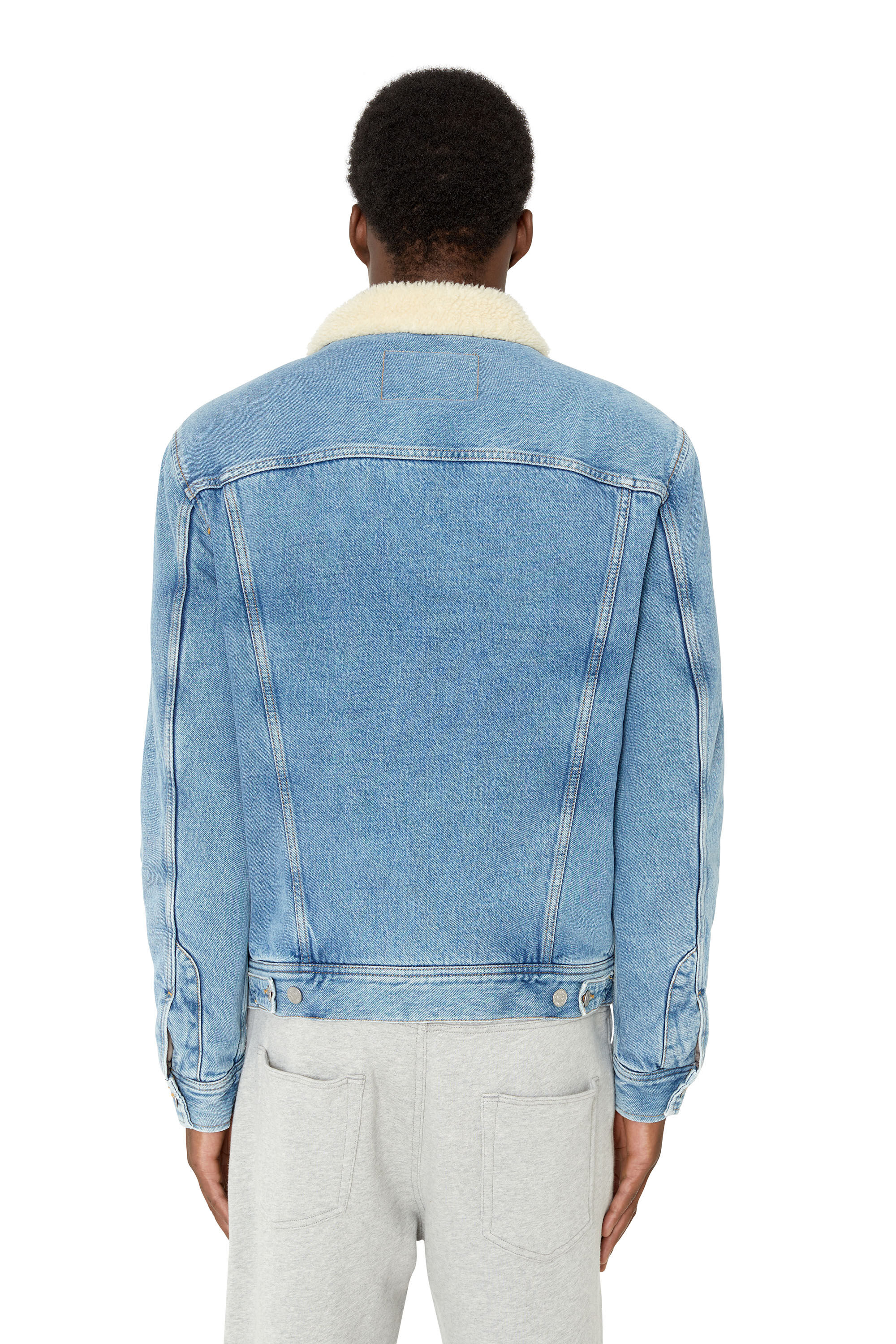 D BARCY T Man Regular fit teddy lined trucker denim jacket Diesel