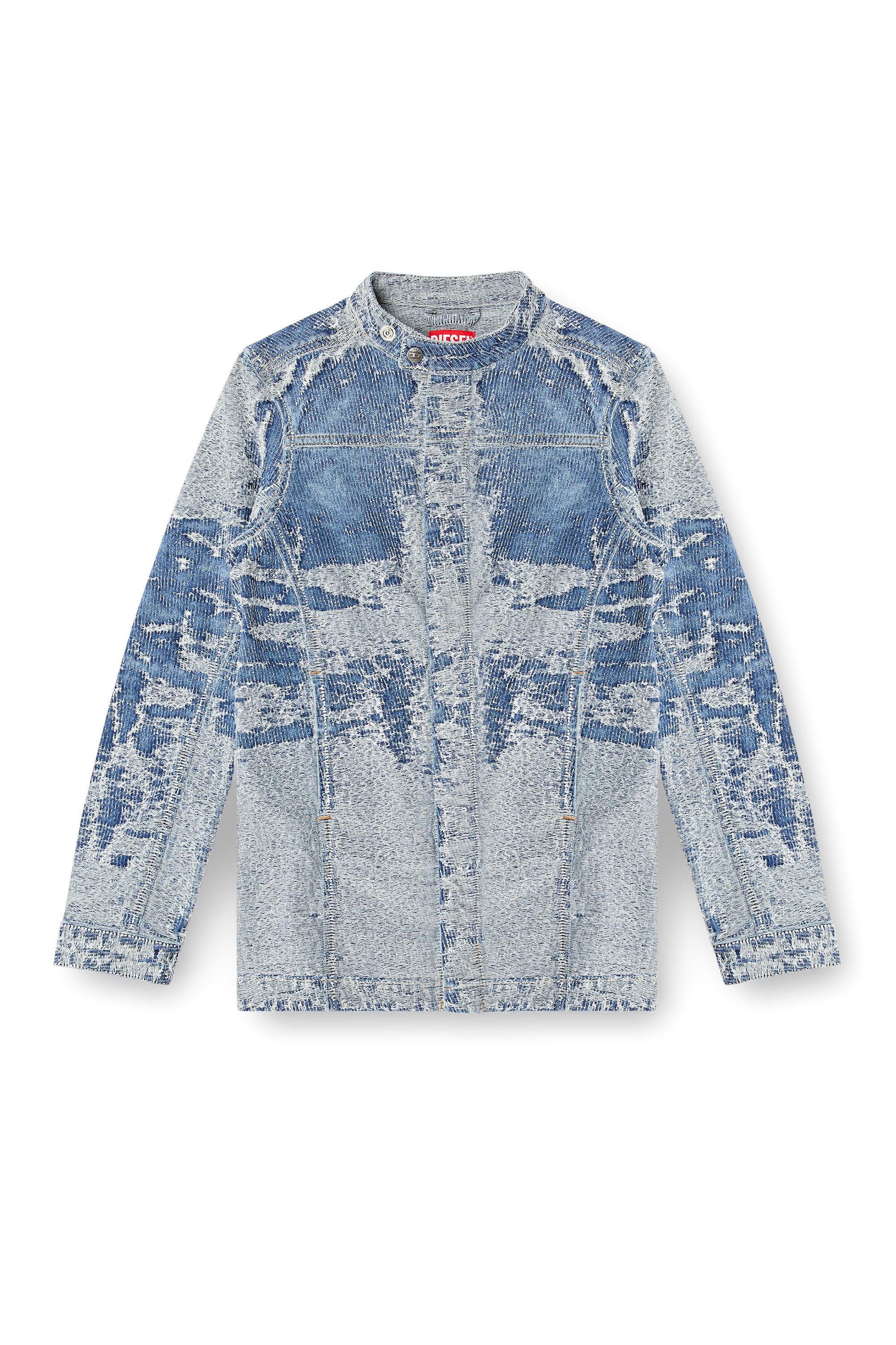 Diesel - DE-MOR-S1, Female's Jacket in distressed jacquard denim in Medium Blue - 2