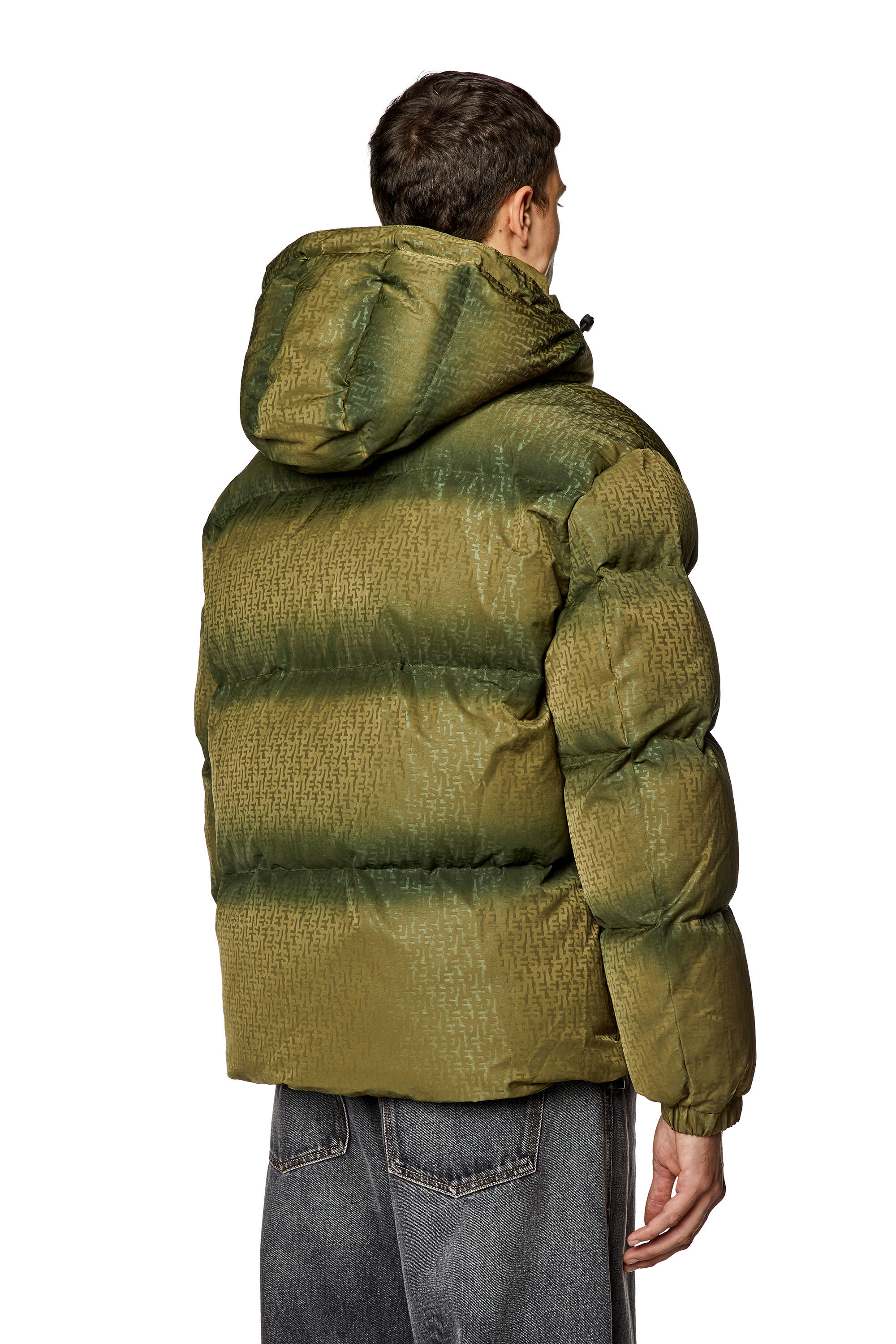 Diesel - W-ROLFYS-MON, Male's Puffer jacket with monogram motif in Military Green - 5