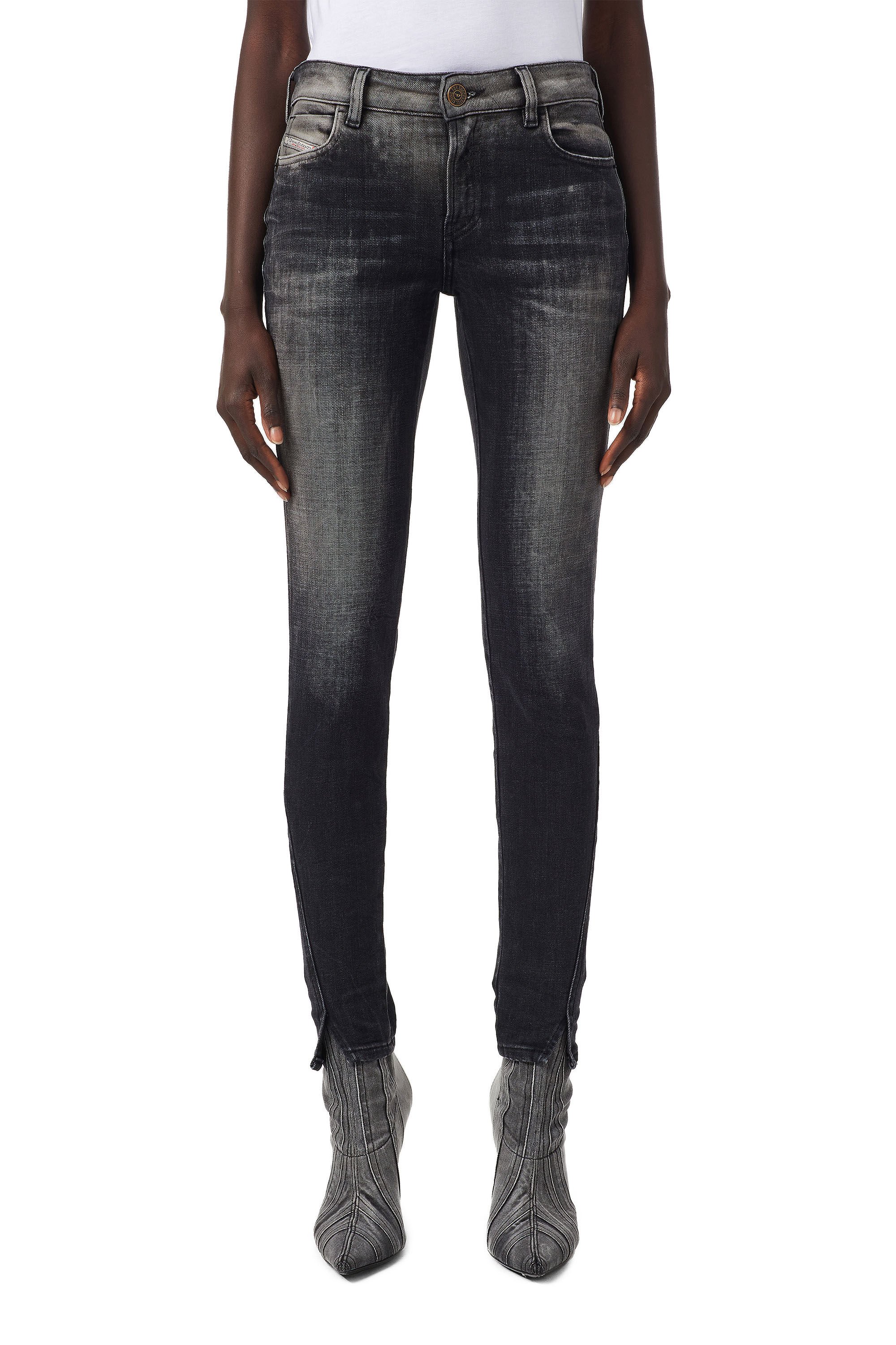 Diesel - D-Jevel 09B18 Slim Jeans, Black/Dark Grey - Image 3