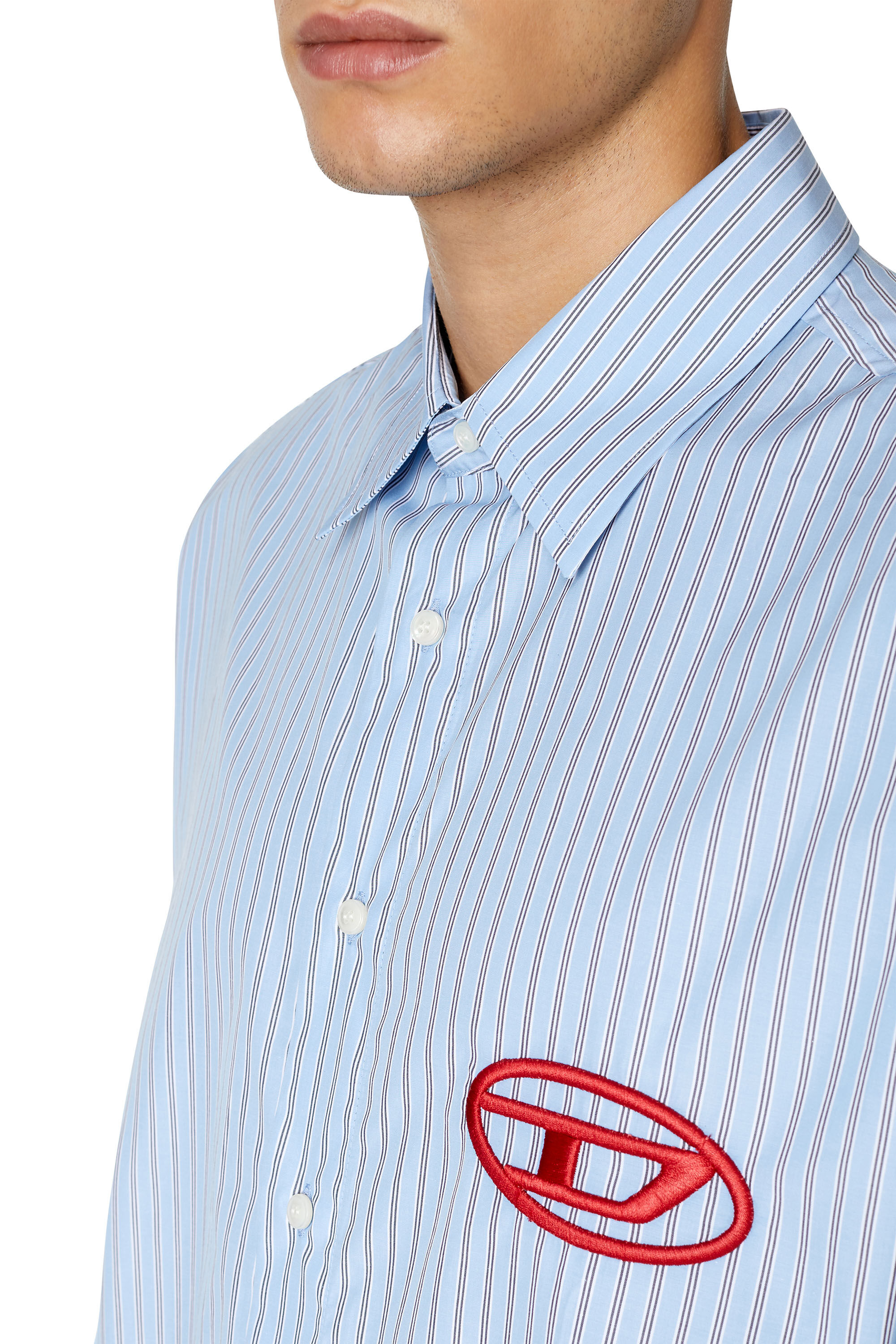 S-DOUBLY-STRIPE-NW Man: Striped shirt with logo embroidery | Diesel