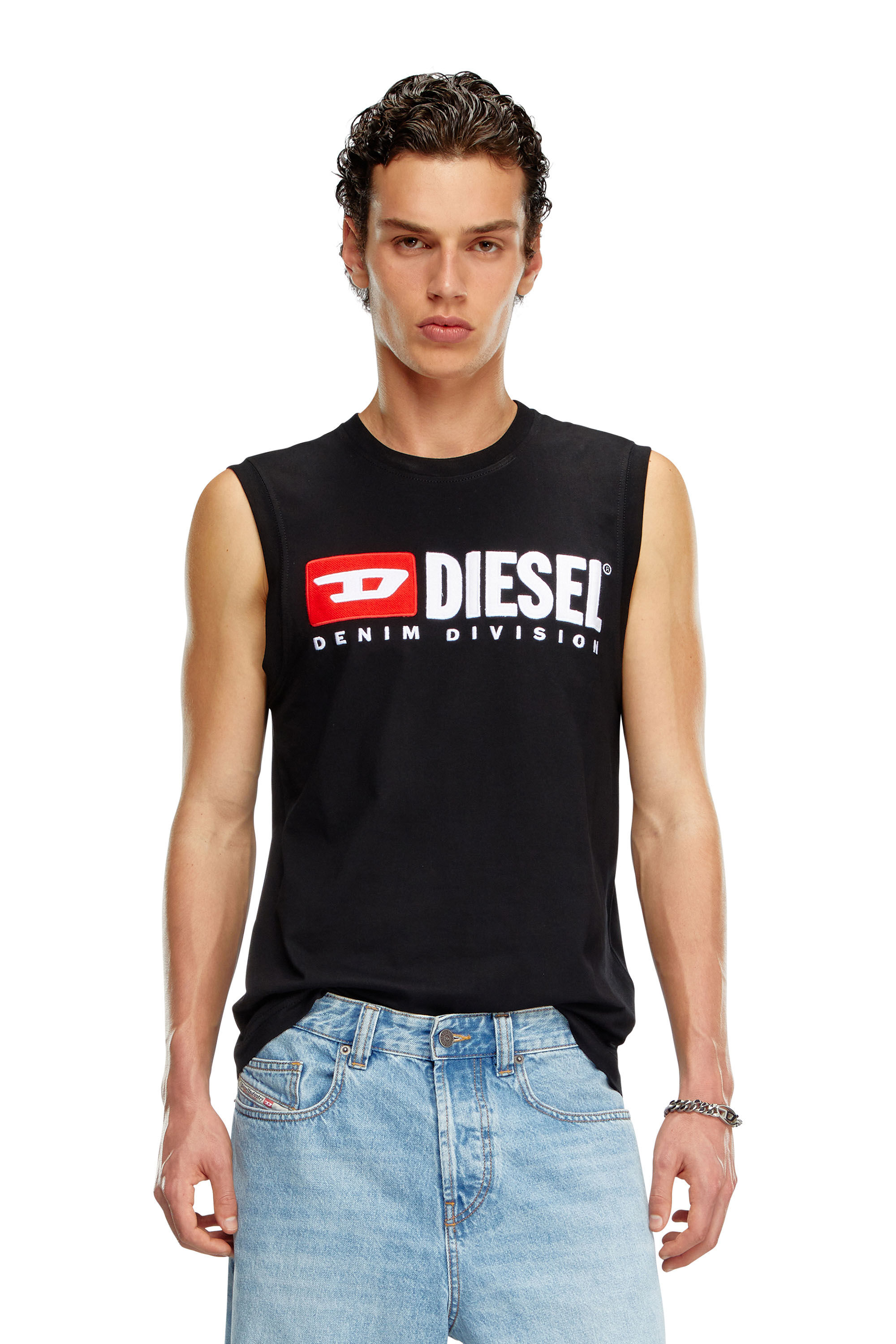 Diesel - T-ISCO-DIV, Homme Débardeur avec logo imprimé sur le devant in Noir - Image 3
