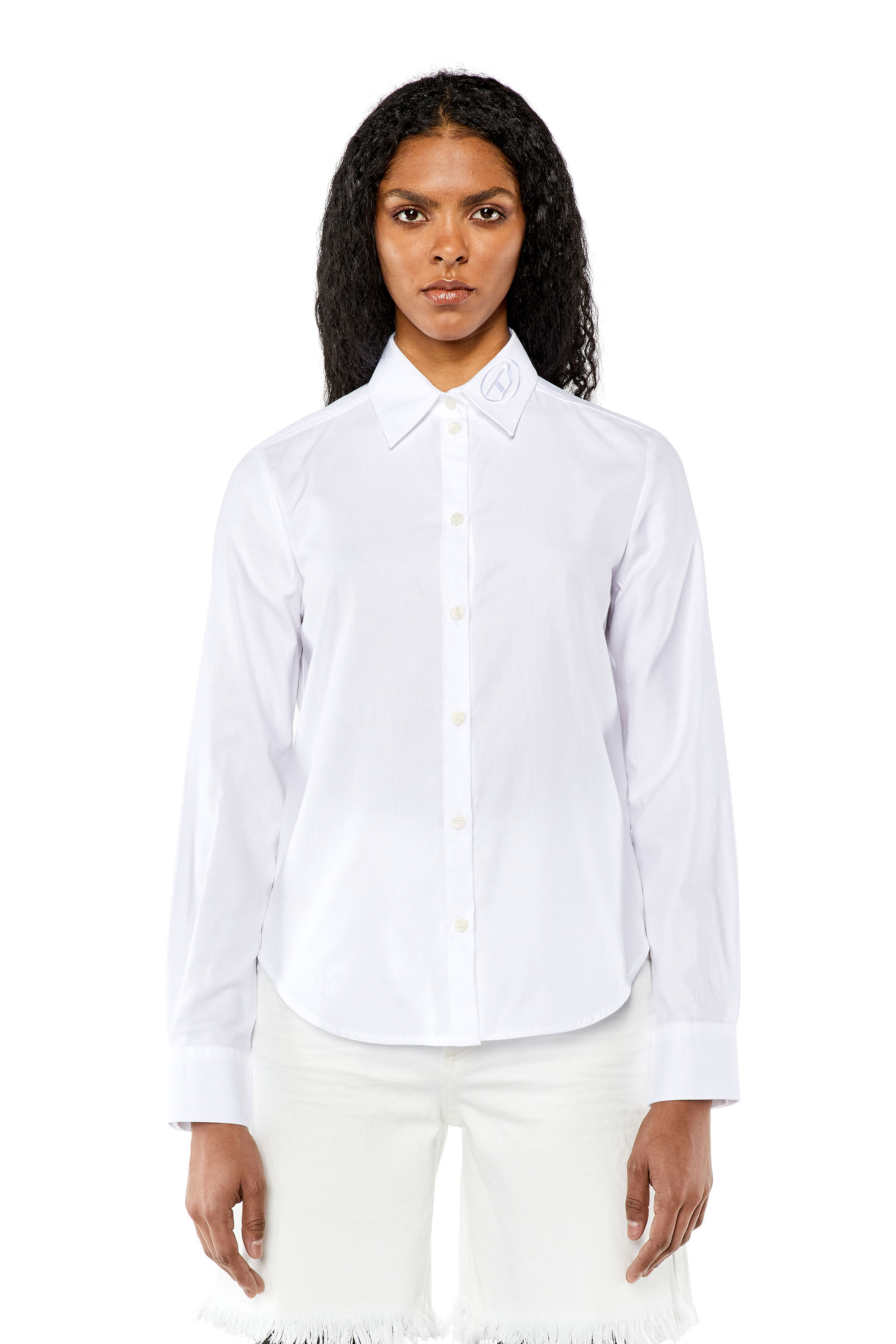 Diesel - C-GIS, Female's Poplin shirt with tonal D embroidery in White - 6