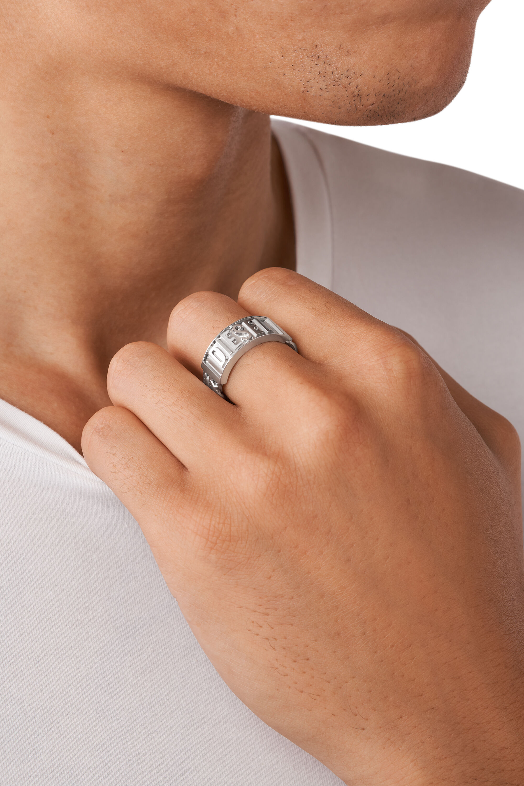Diesel - DX1347, Male's Stainless steel band ring in Silver - 3