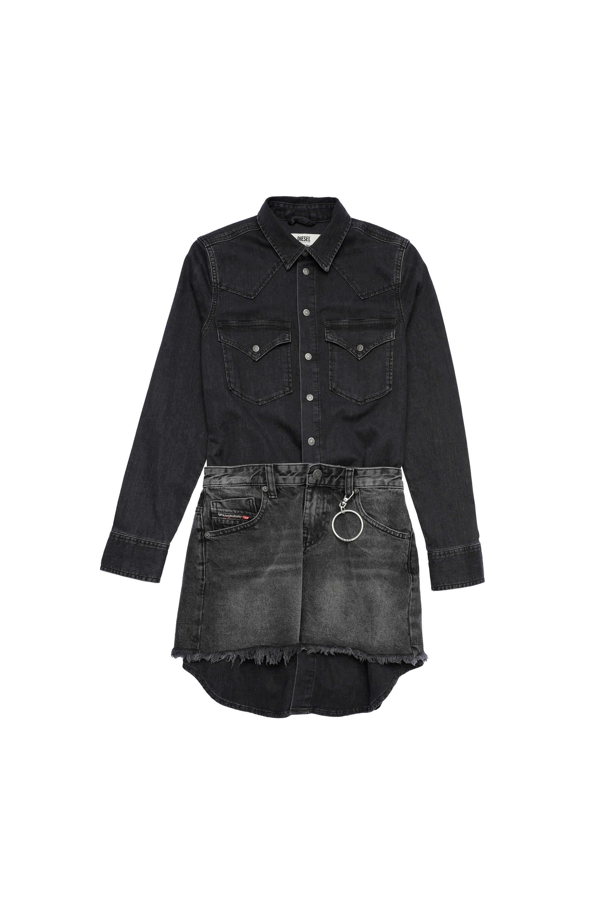 Diesel denim shirt cheap dress with skirt overlay