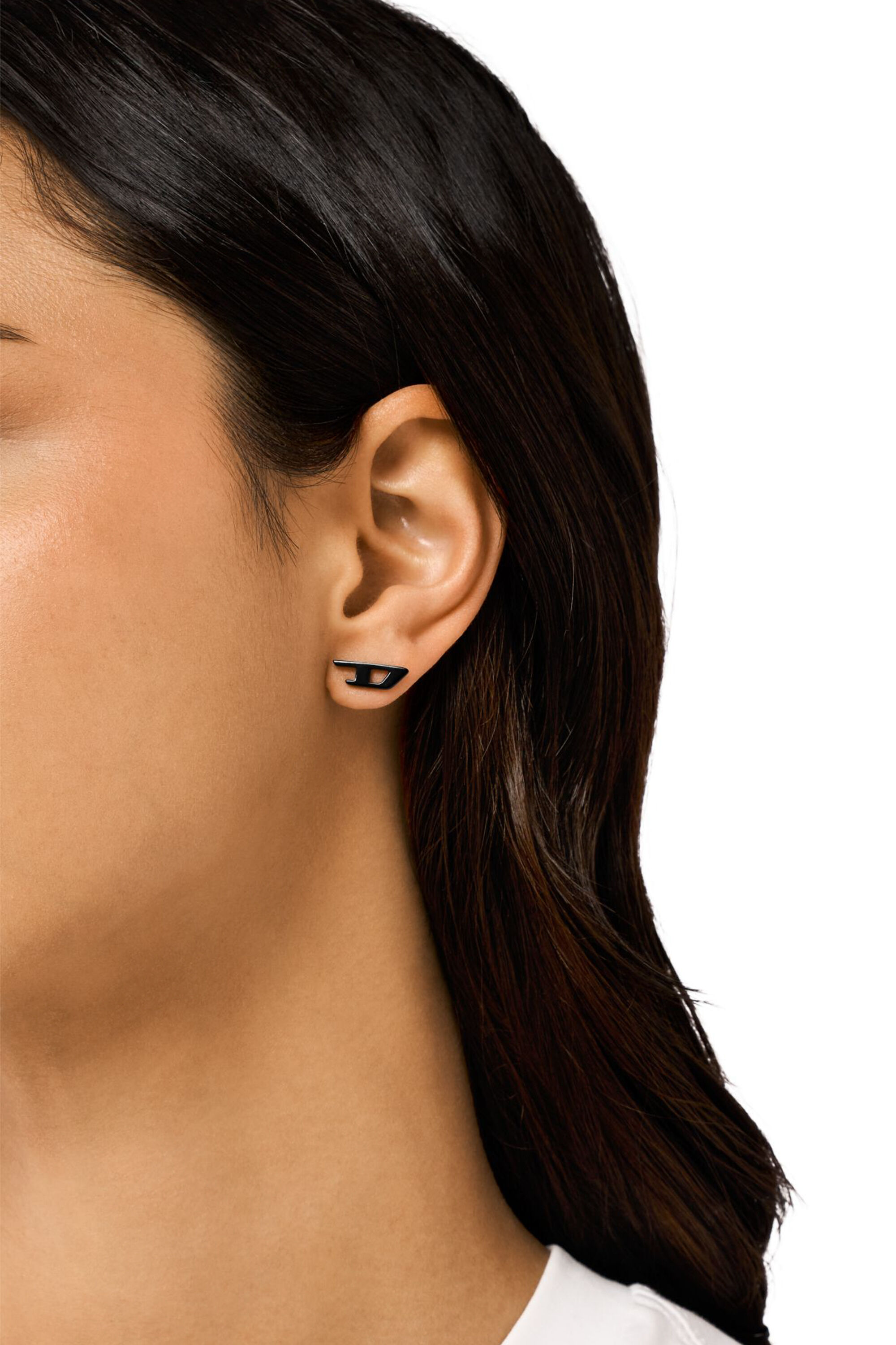 Women s Black Stainless Steel Stud Earring Black Diesel