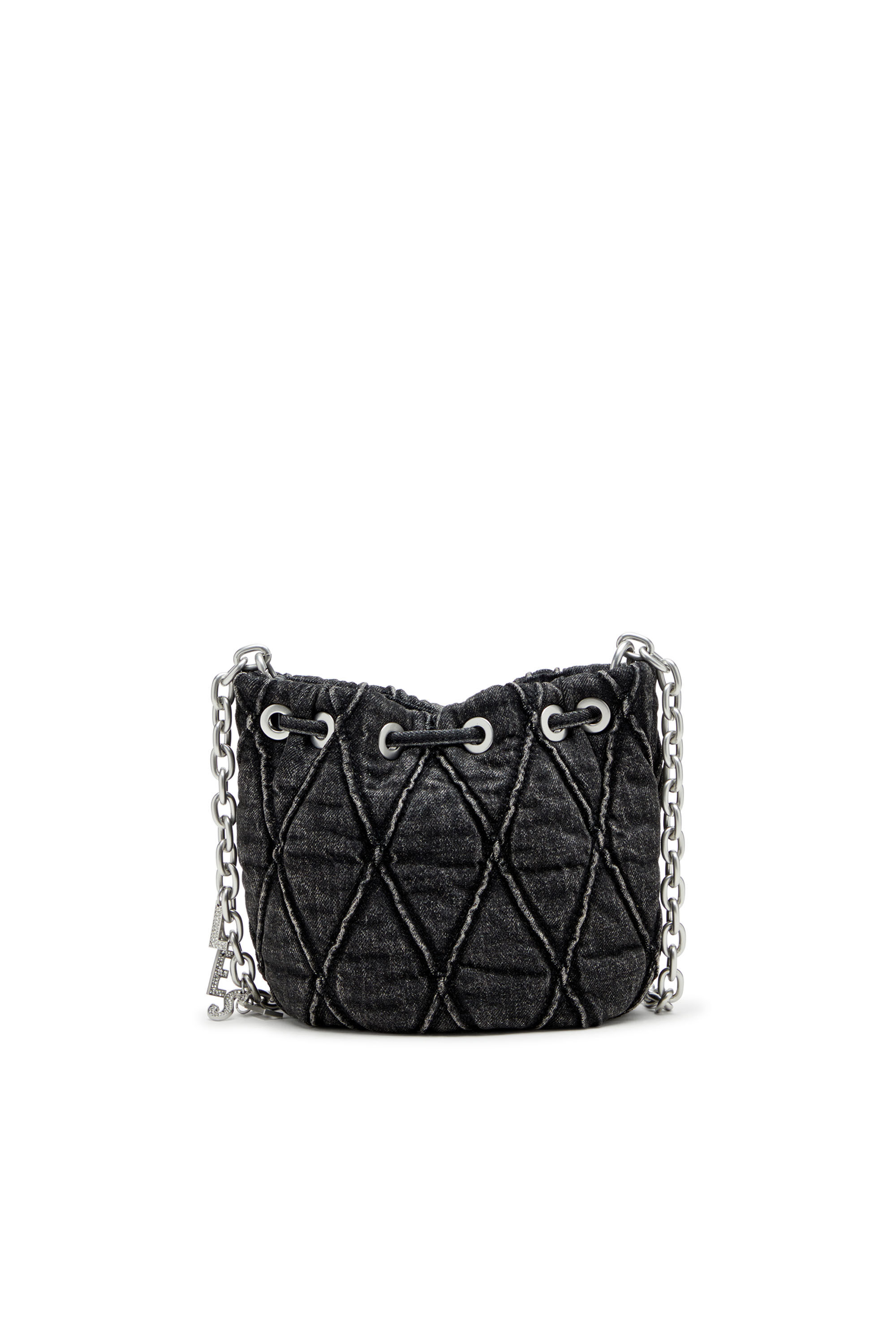 Diesel - CHARM-D BUCKET S, Charm-D S-Mini sac seau en denim matelassé traité Femme in Noir - 3