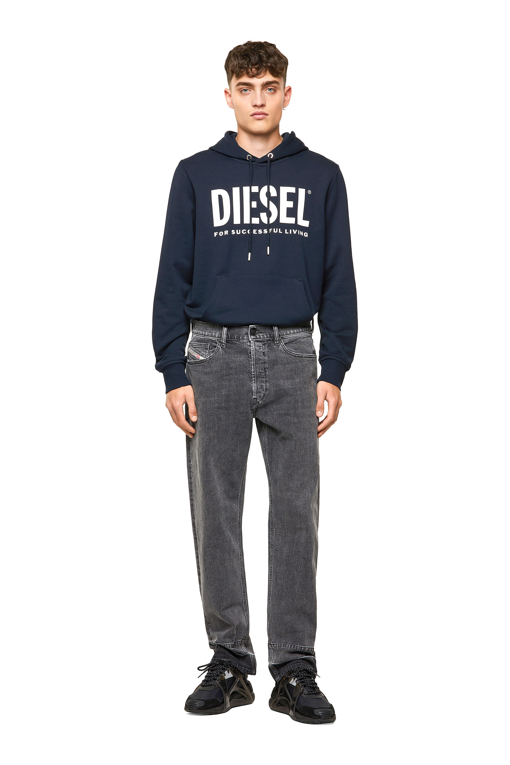 Diesel - D-Macs 09A23 Straight Jeans, Noir/Gris foncé - Image 1