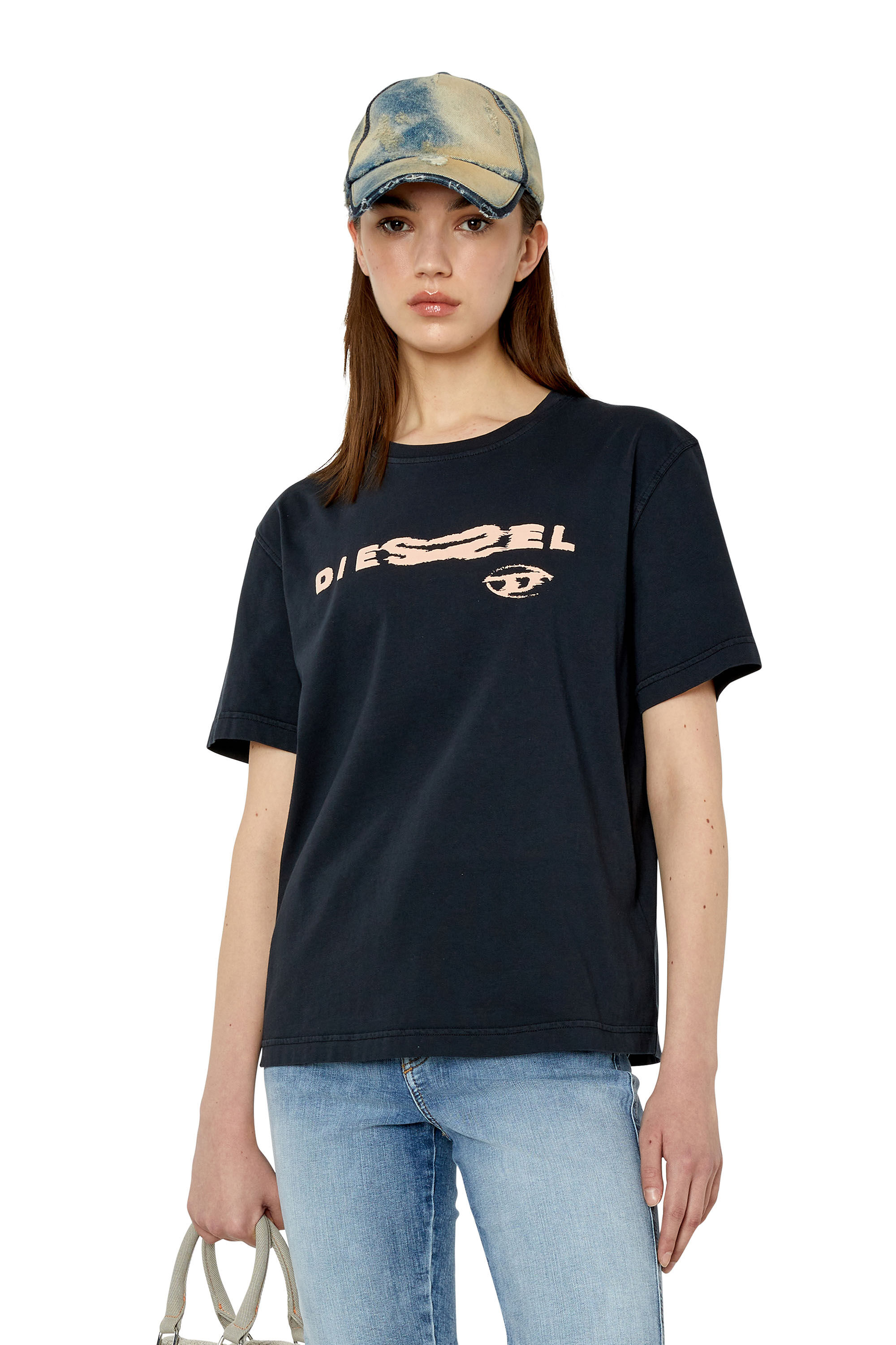 Diesel - T-DANNY, T-shirt avec imprimé bouffant Diesel effet déformé Femme in Noir - 3