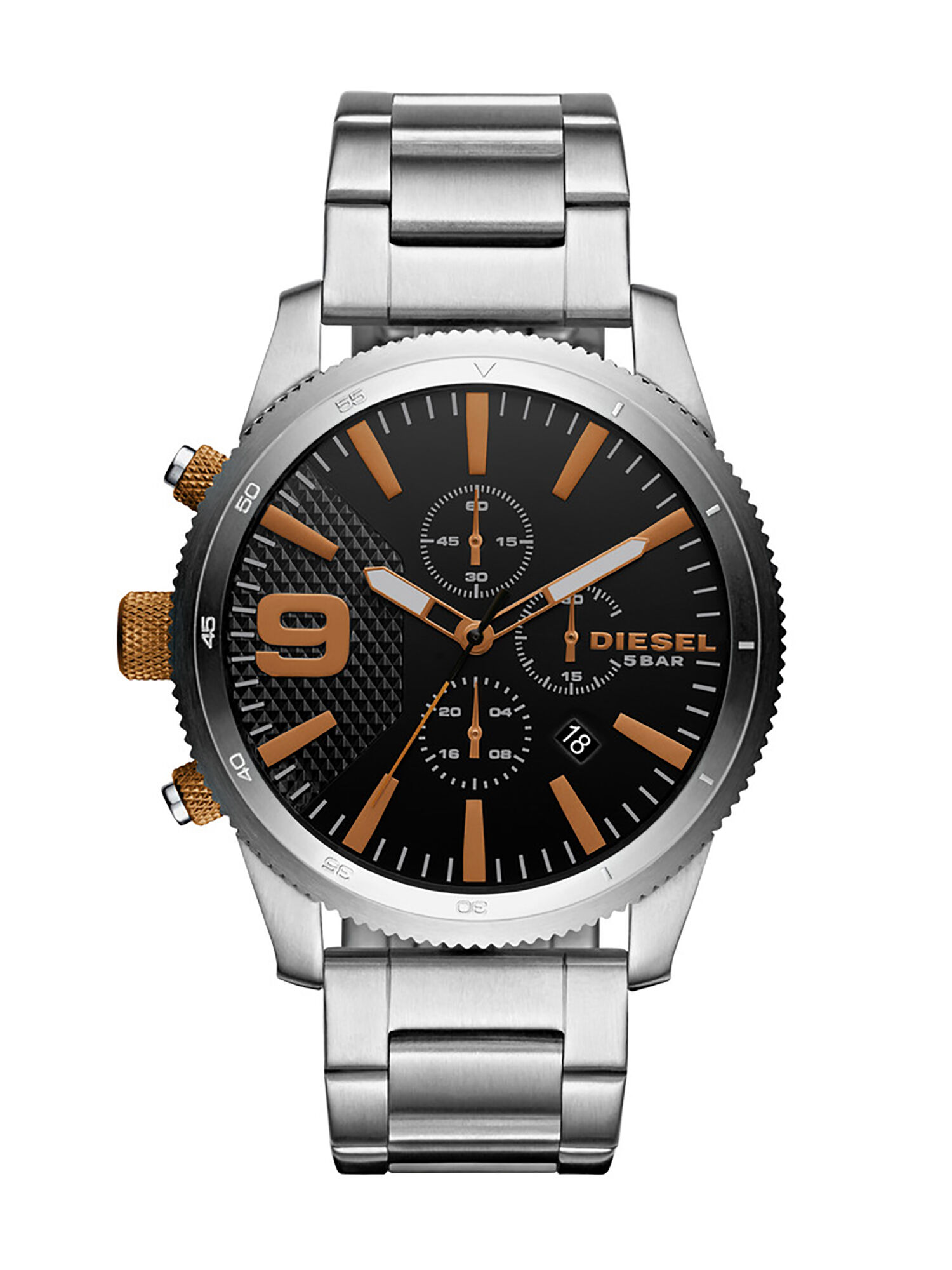 Diesel - DZ4457, Male's Round watch with rotating topring, 46 mm in Silver - 1