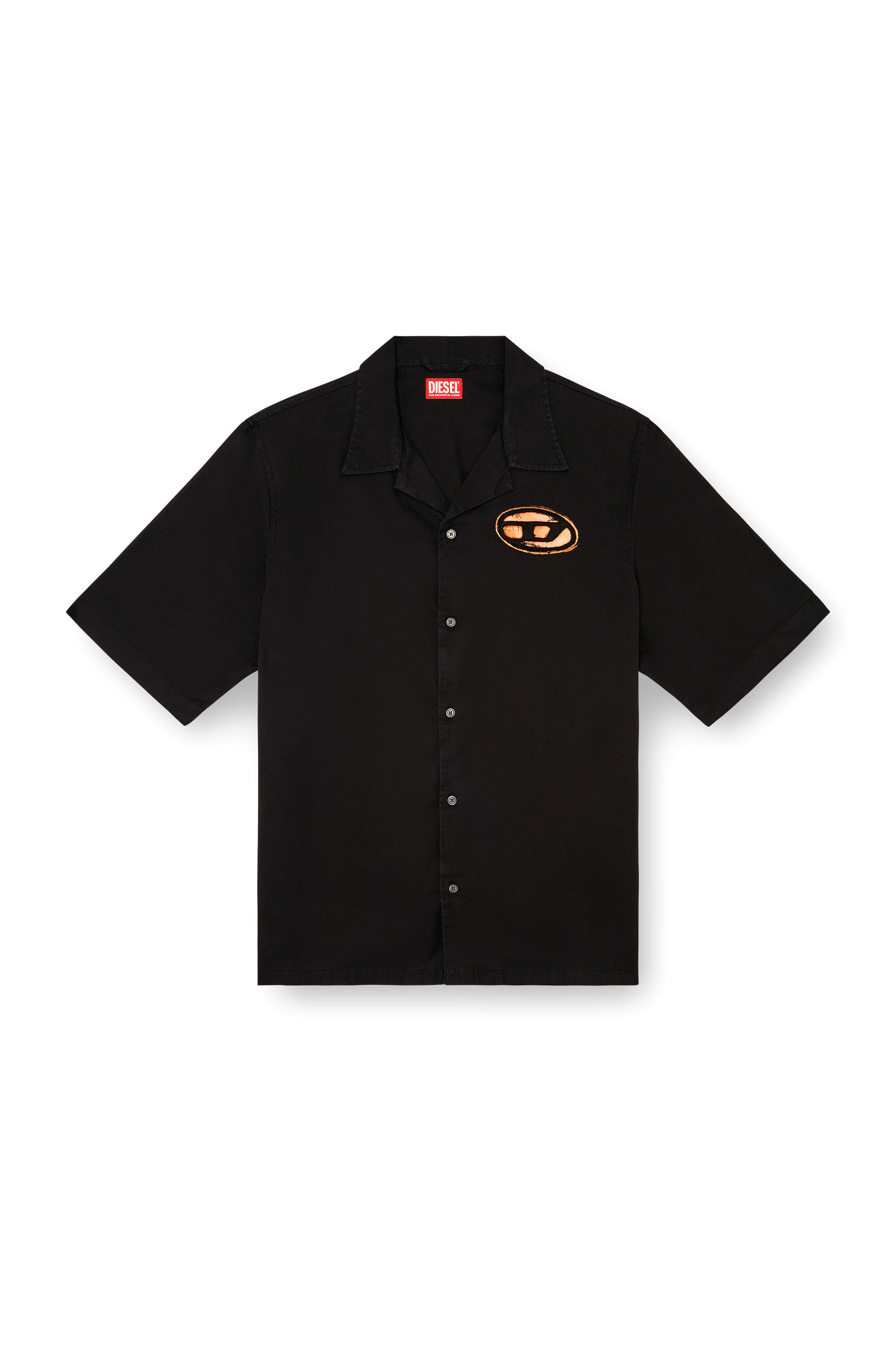 Men's Bowling shirt with bleached effect | Black | Diesel Men's Bowling shirt with bleached effect | Black | Diesel