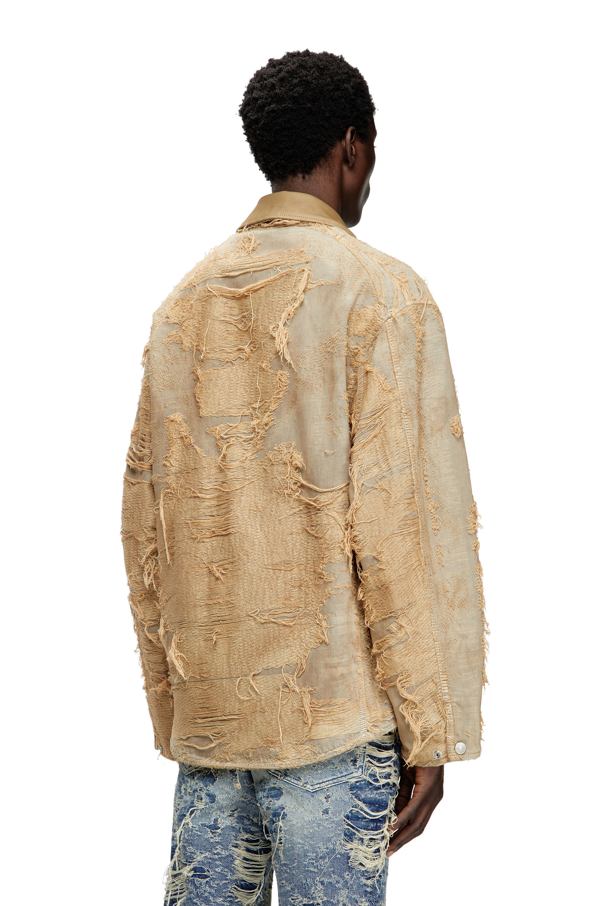 Diesel - D-IVAR-FSG, Male's Jacket in overdyed floating-thread denim in Light Brown - 5