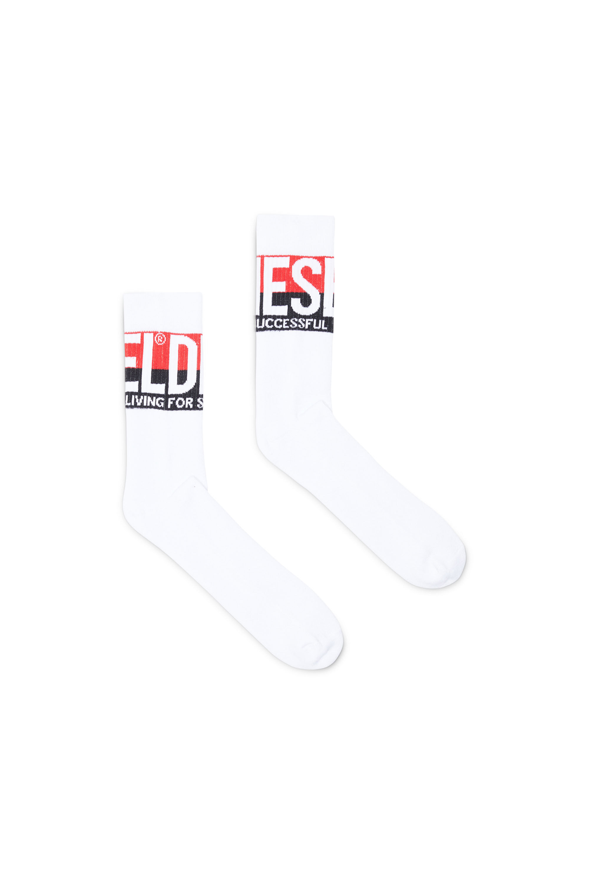 Diesel - SKM-RAY, Chaussettes avec revers maxi logo Homme in Blanc - 1