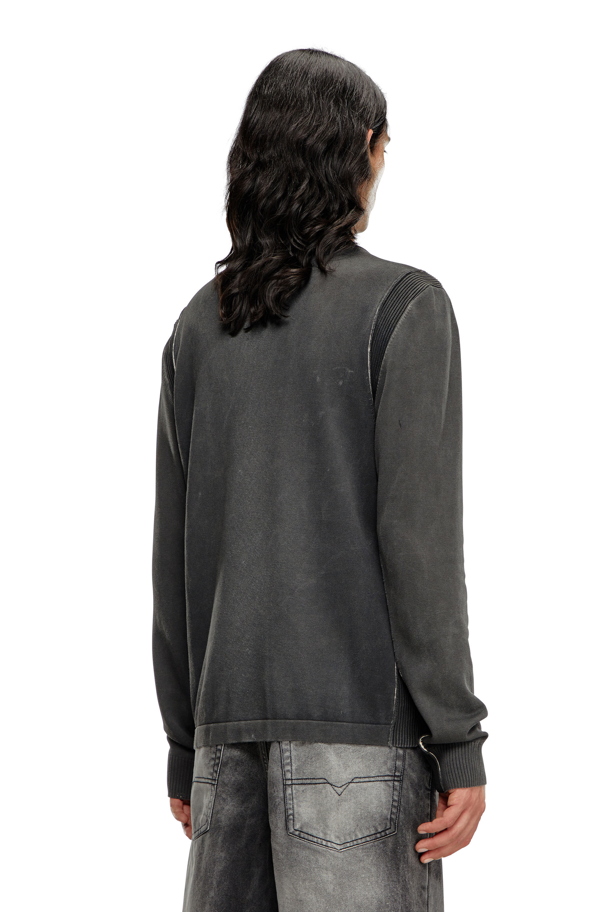 Diesel - K-DENIM-ROUND, Male's Jumper in treated cotton in Black - 4