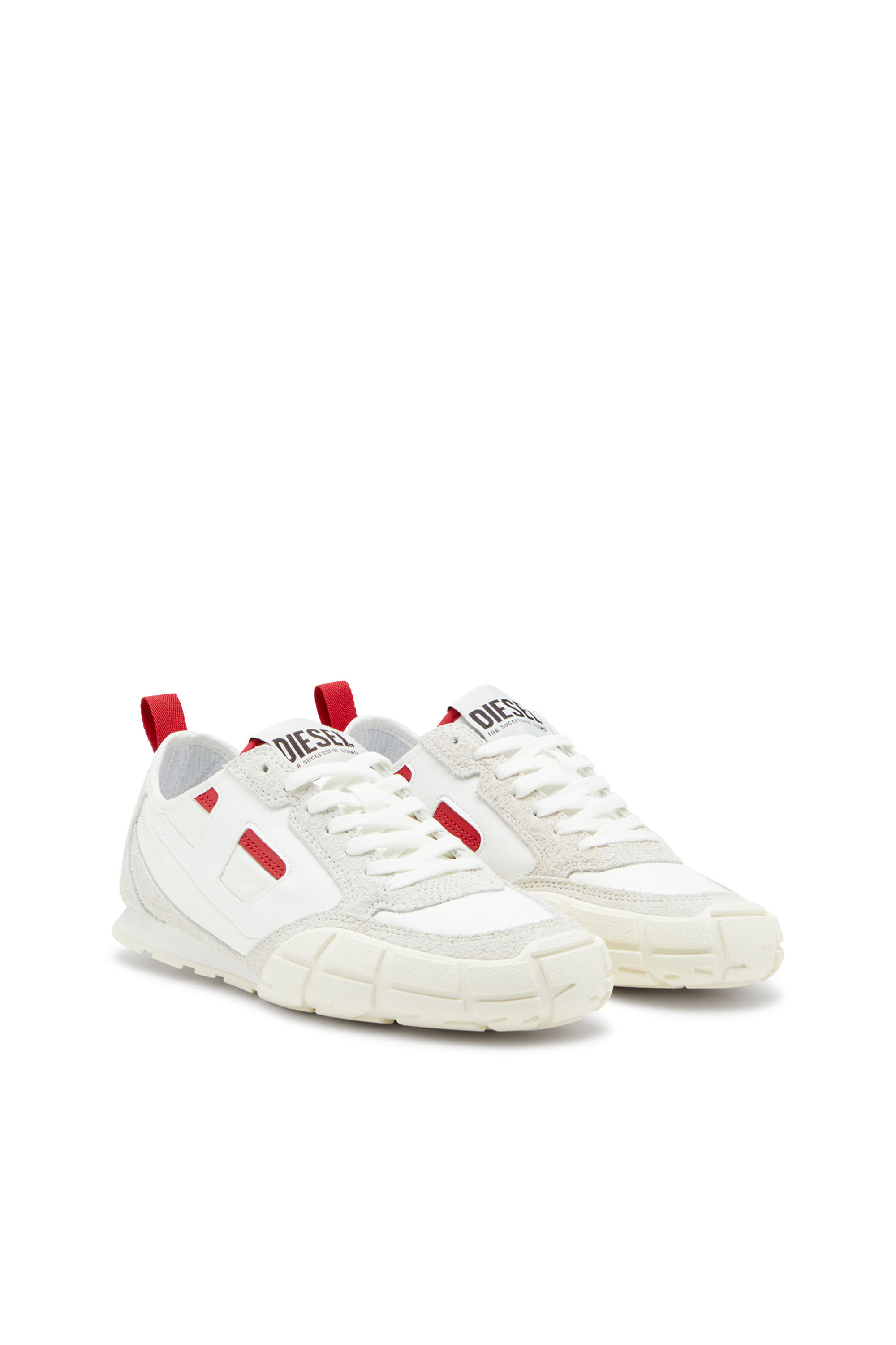 Diesel - S-PAGODHA LOW W, Female's S-Pagodha-Sneakers in leather, suede and ripstop in White/Red - 2