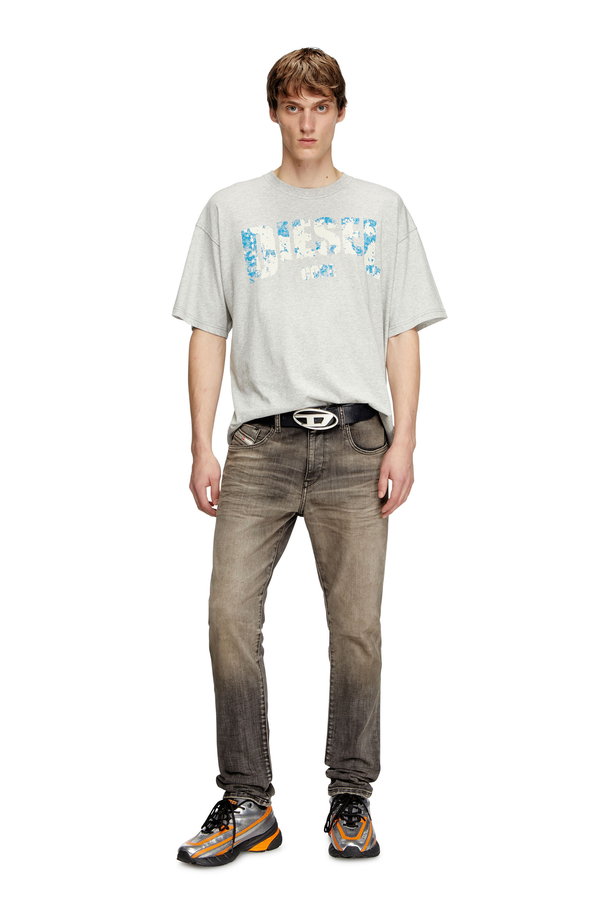 Diesel - T-ADJUST-R25, Male's T-shirt with Diesel Core print in Grey - 1