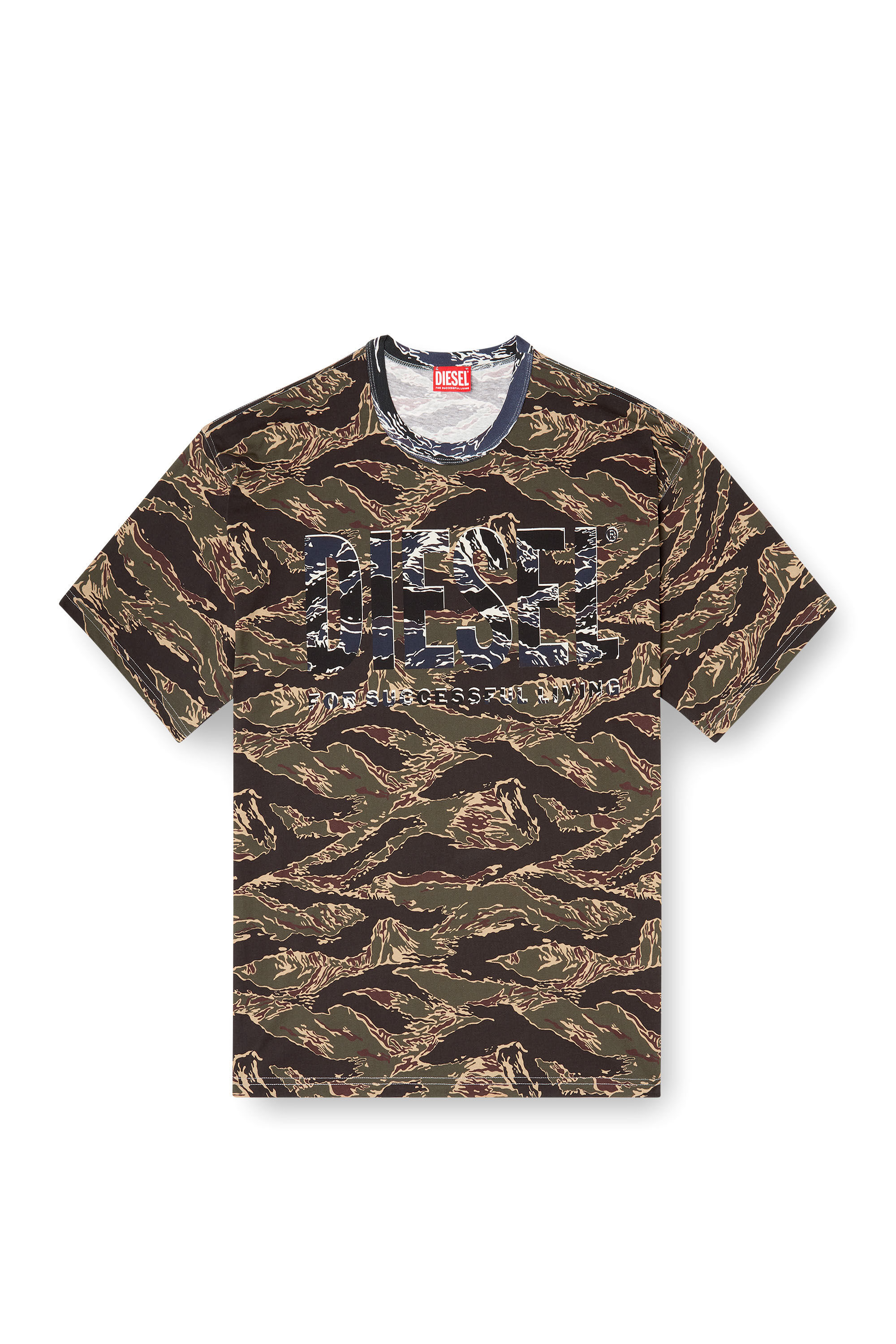 Diesel - T-BOXT-T22, Male's Camo T-shirt with camo logo in Military Green - 2