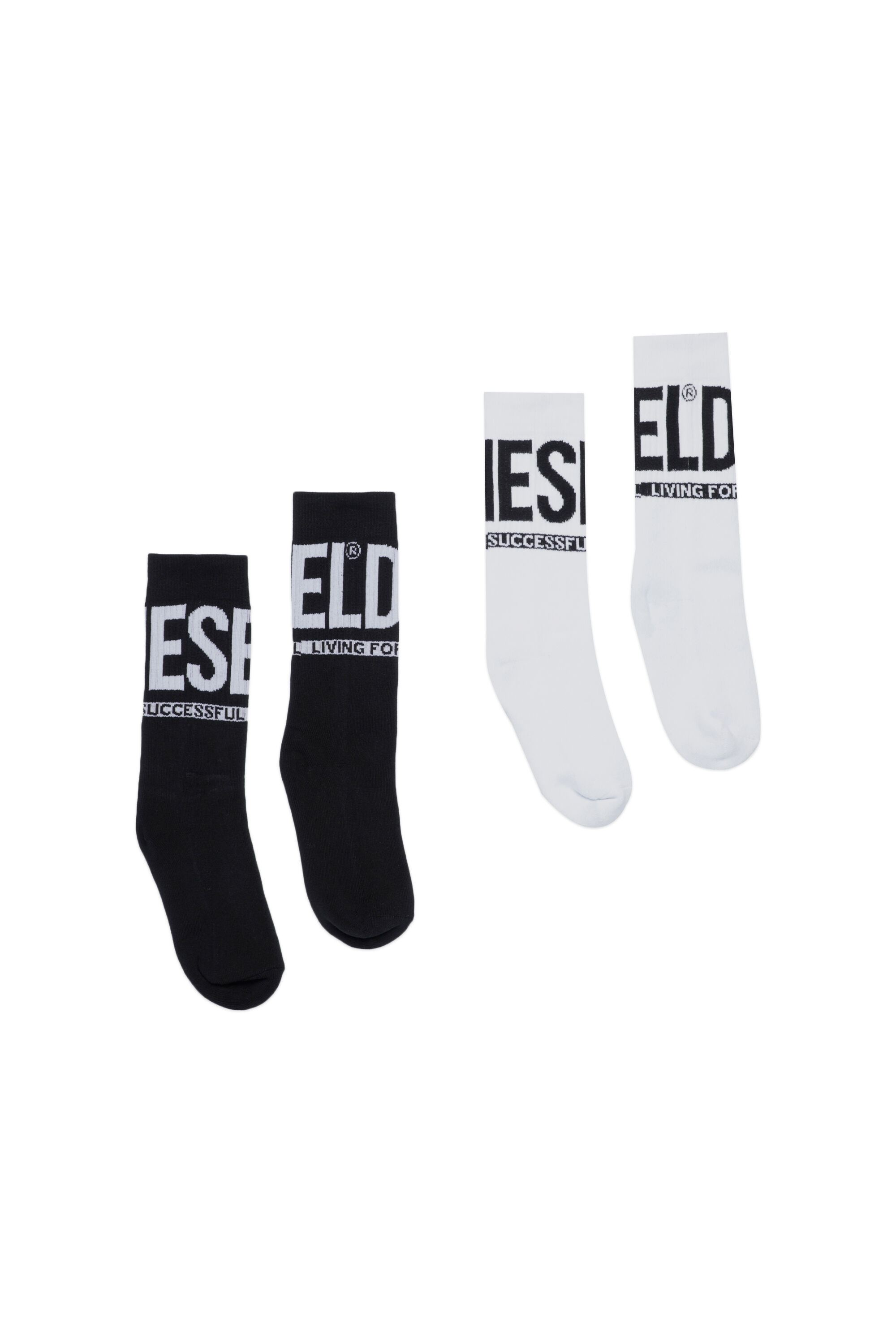 Diesel - SKM-ZRAYBIPACK, Male's Two-pack of socks with logo in Black/White - 1