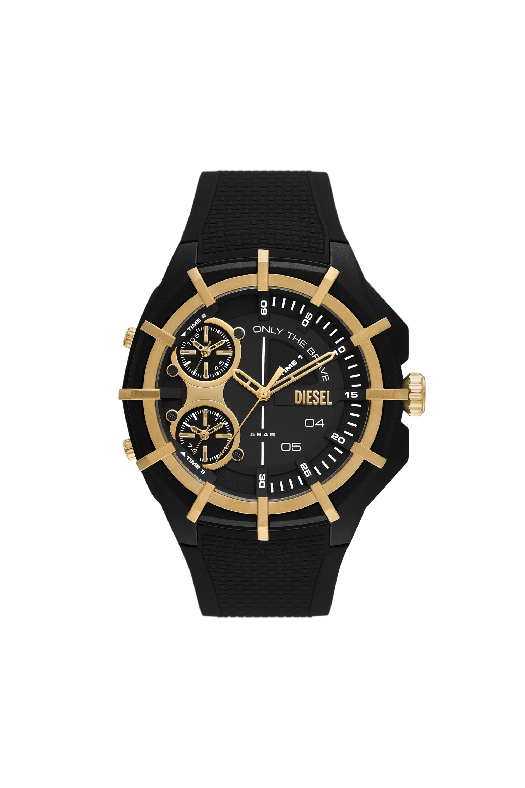 DZ1987 Man Framed three hand black silicone watch Diesel
