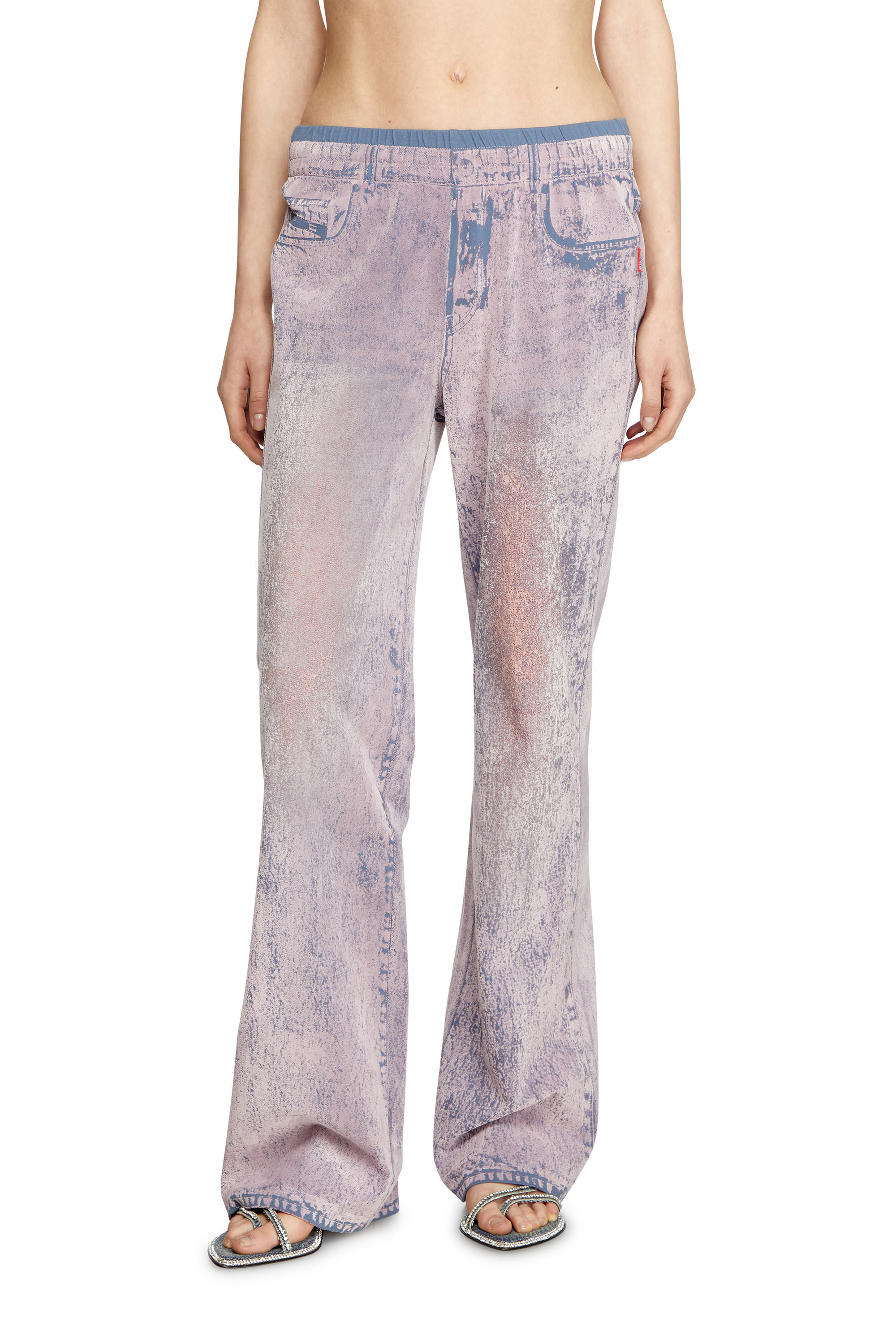 Diesel - P-NERV, Female's Wide leg sweat pants with bleach treatment in Lilac - 3