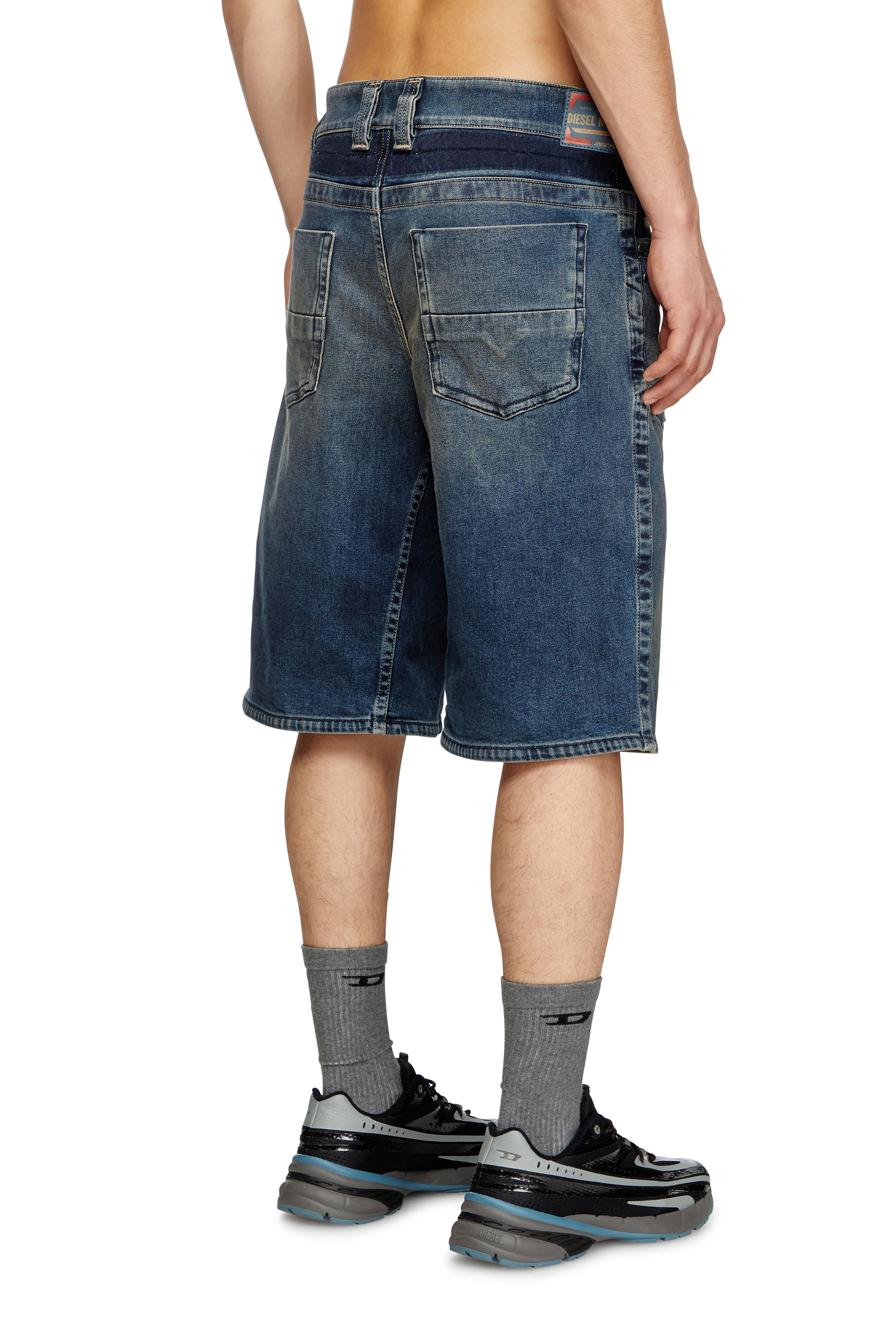 Diesel - D-MACRO-RE SHORT, Male's Bermuda shorts in Rehab denim in Dark Blue - 5